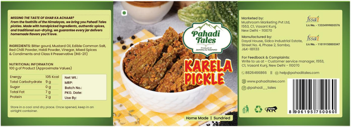 Pahadi Tales Karela Pickle 200g | Bitter Gourd Achar in Pure Mustard Oil | Sundried Homemade Pahadi Achaar | Karele ka Achar | Traditional Pahadi Recipe | Made in Jammu & Kashmir