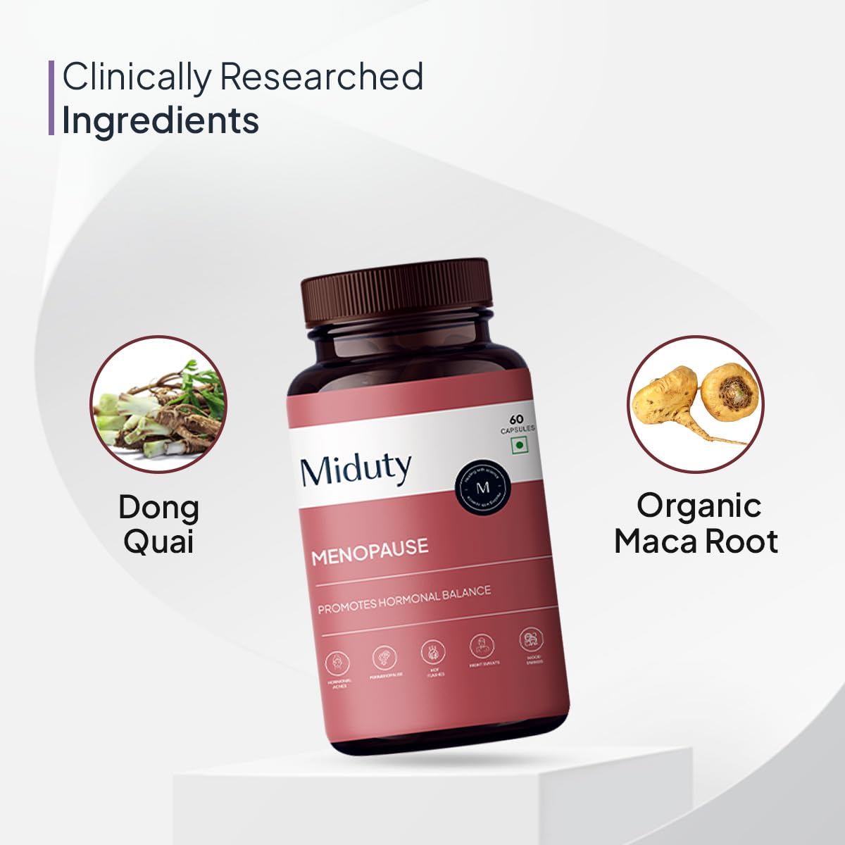 Zephivo Miduty by Palak Notes Menopause Health Supplement - Hormonal Imbalance - Night Sweating - Mood Swings - Bone health - Helps in PMS symptoms - 60 Capsules