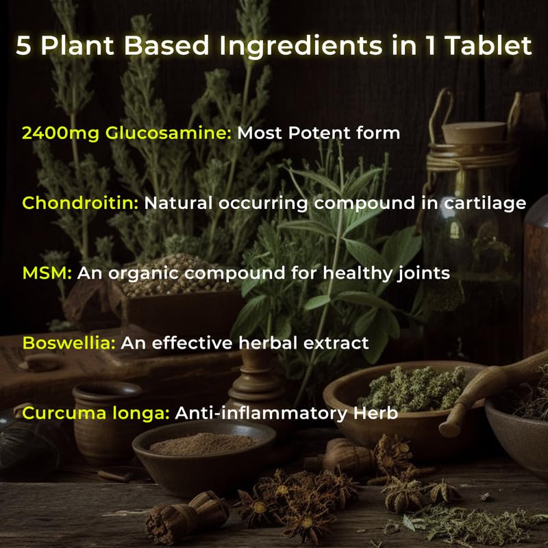 Zephivo HEALTH VEDA ORGANICS PRIVATE LIMITED Plant Based Glucosamine Chondroitin & MSM I 60 Veg Tablets I Supports Healthy Joint, Bone & Cartilage I Relieves Pain & Stiffness I For Both Men & Women