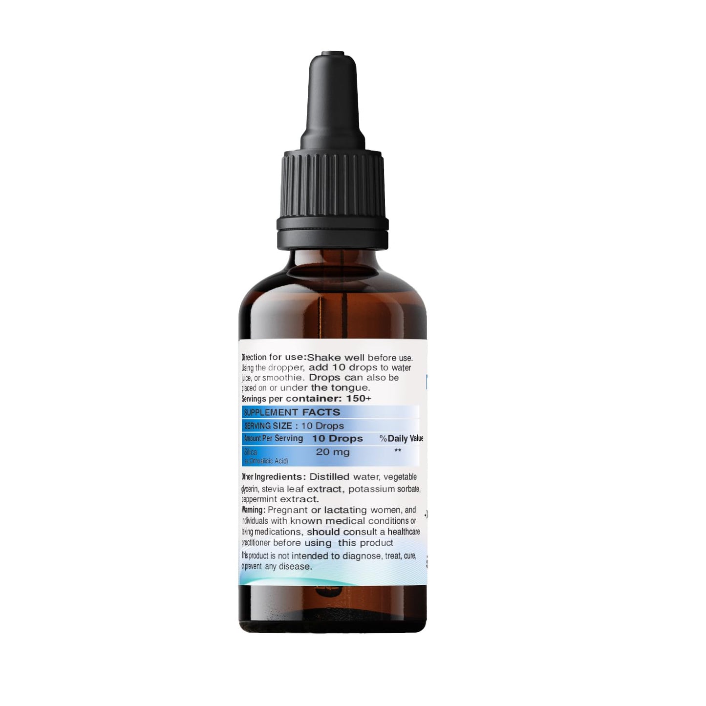 METADROPS Silica Liquid Drops – 20mg per Serving | Collagen Booster for Hair, Skin, Nails & Joints | Fast-Absorbing & Vegan-Friendly Supplement- 50ml