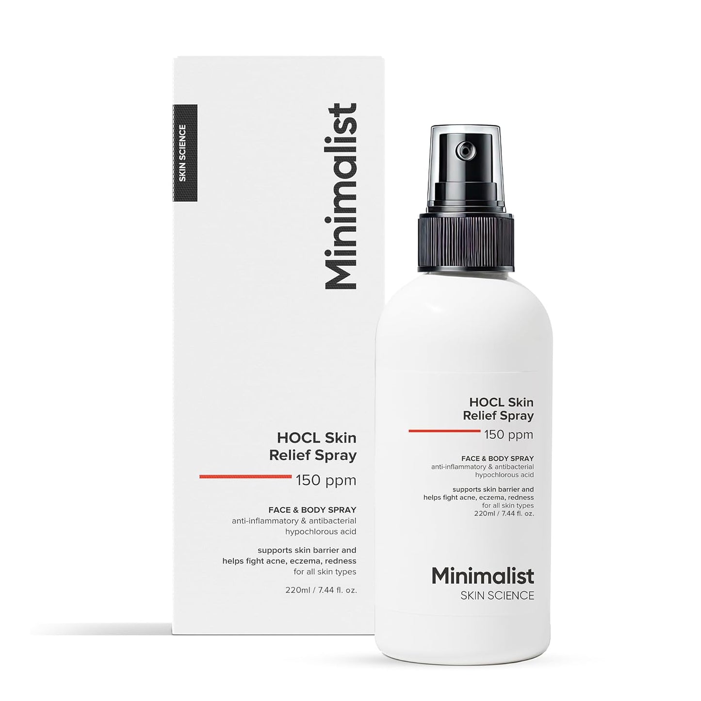 Minimalist Anti-Acne HOCL Face & Body Spray For Skin Relief | Soothing & Repairing Toner for Skin Barrier Support | Quick Relief from Acne Flare, Eczema & Redness with Hypochlorous Acid | Refreshing & Odor-Control | 220 ml