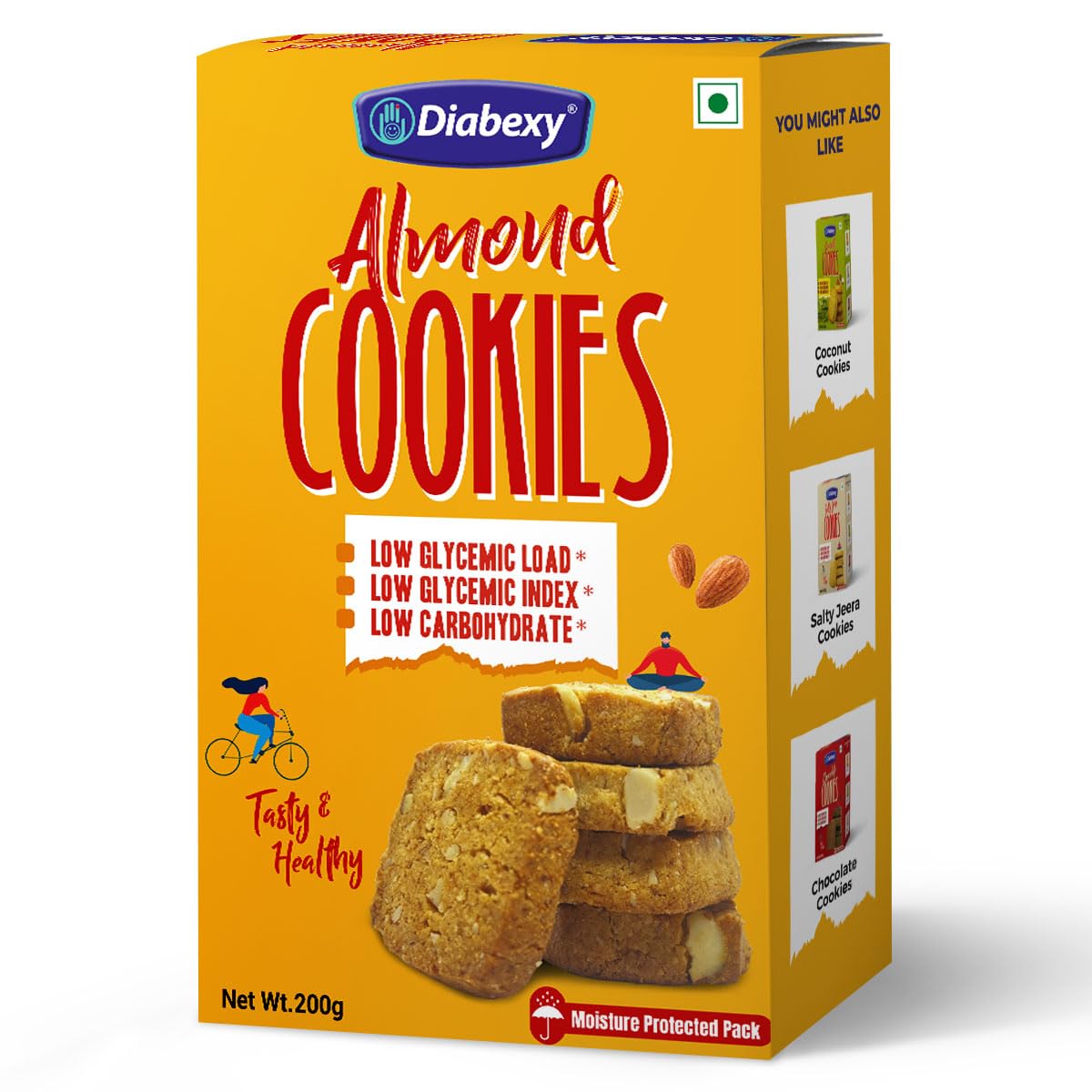 Diabexy Almond Cookies for Sugar Control | Diabetic Sugar Free Cookies| No Maida | High Protein Biscuits | Healthy Sugar free Snacks for Diabetics- 200g