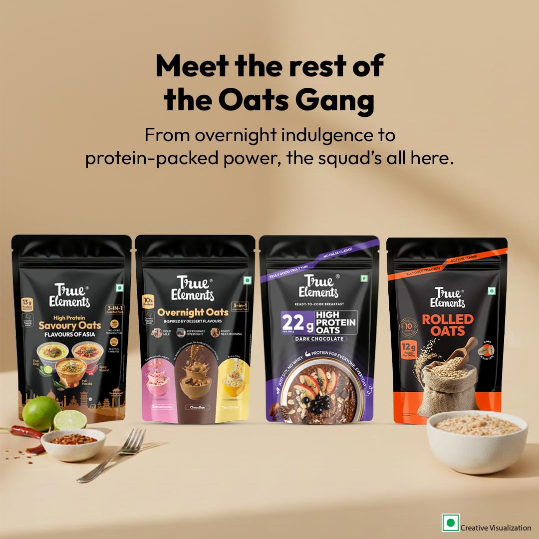 True Elements Rolled Oats 500g -Weight Management | Rich in Protein & Fibre | 100% Wholegrain