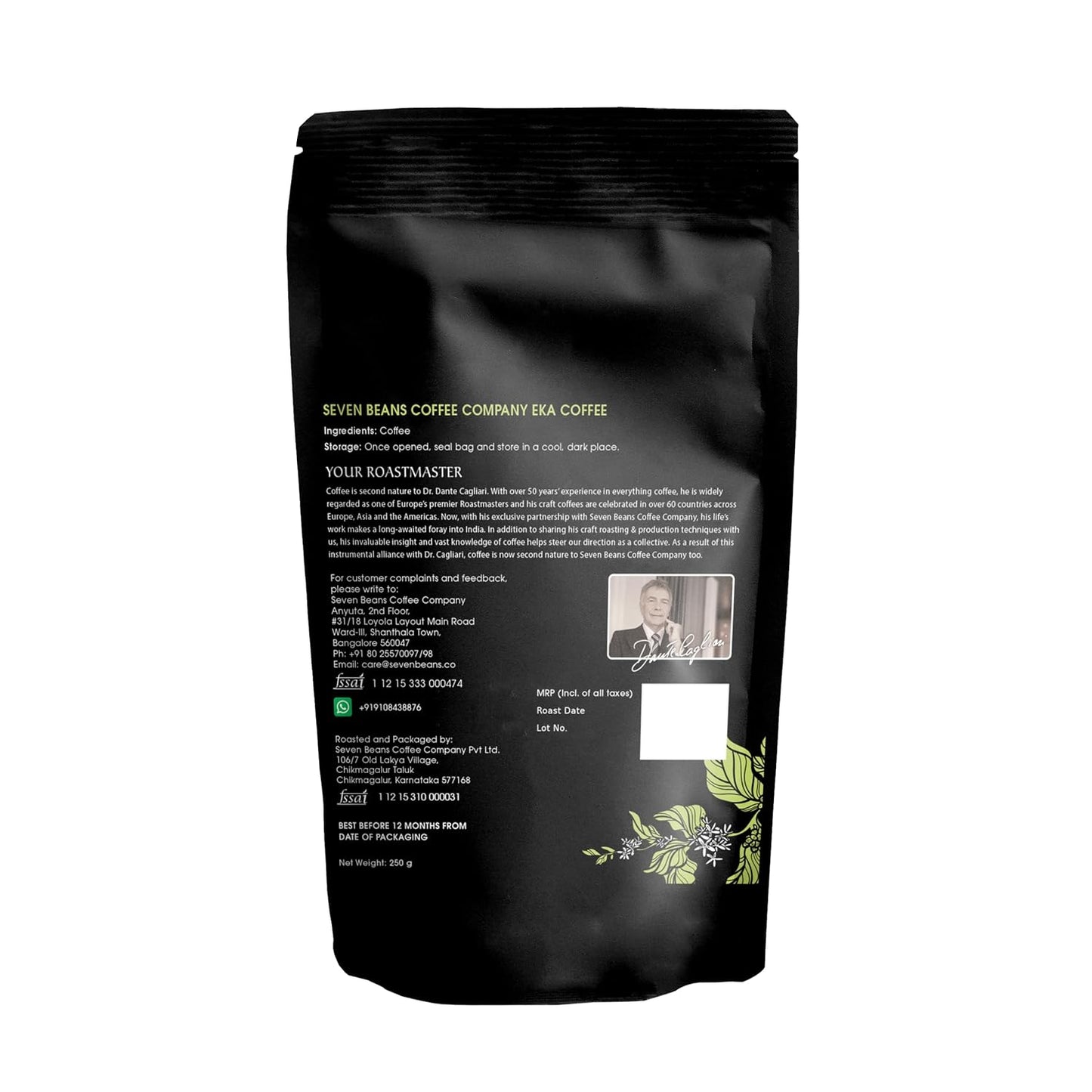 Seven Beans Eka | Coffee Maker Grind | Medium Dark Roast | Earthy with hints of Pepper & Walnut Notes | Arabica & Robusta Blend | Italian Style Coffee | Italian Roastmaster Crafted – 250g