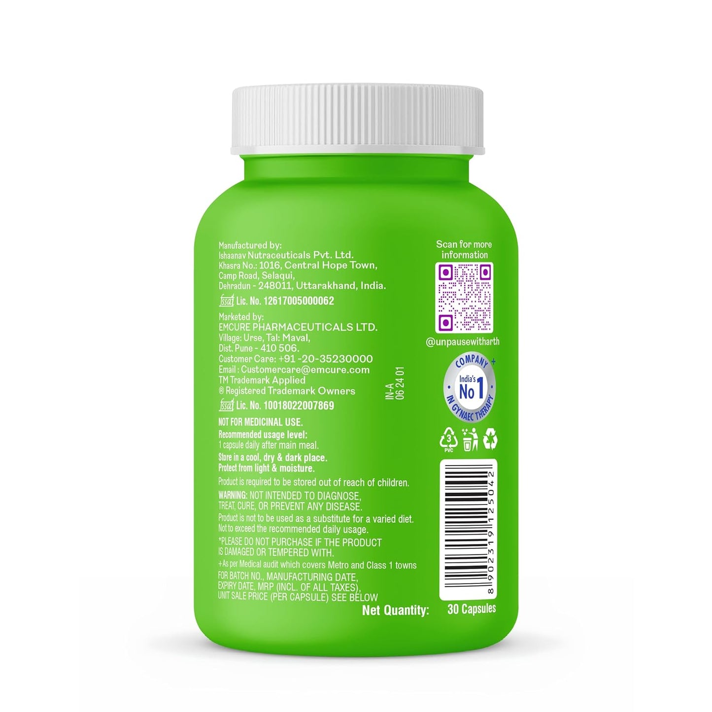 Arth Brain Fog Support | Brain Booster Supplement for Women | Helps Improve Cognition, Focus, Concentration, and Memory; Reduces Stress & Anxiety | Formulated with a highly potent Brahmi tablet featuring Brahmi extract (B-Lit Bacopa) (30 Veg Capsules)