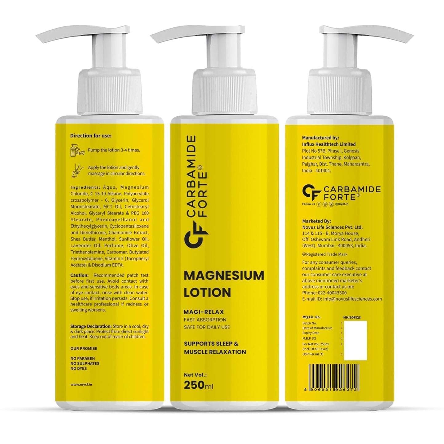 Carbamide Forte Magnesium Oil Lotion | Magnesium Lotion for Feet, Sleep Support, Muscle Recovery & Pain Relief | Magnesium Lotion for Sleep | 250ml