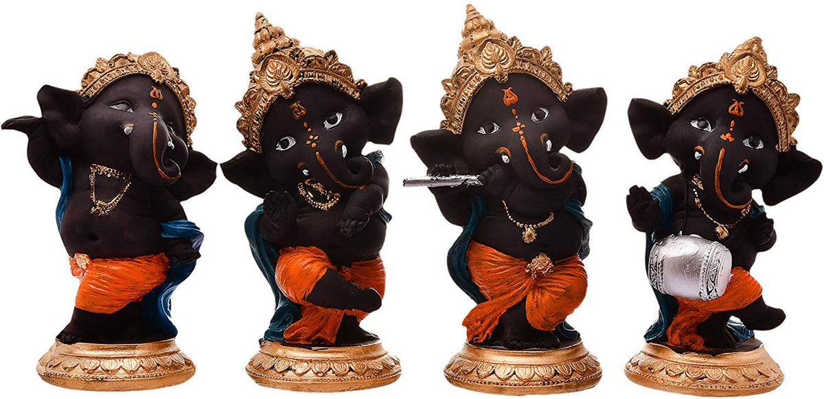 Ganesha Figurines Set | Handcrafted Ganpati Idols for Table Decor & Gifting