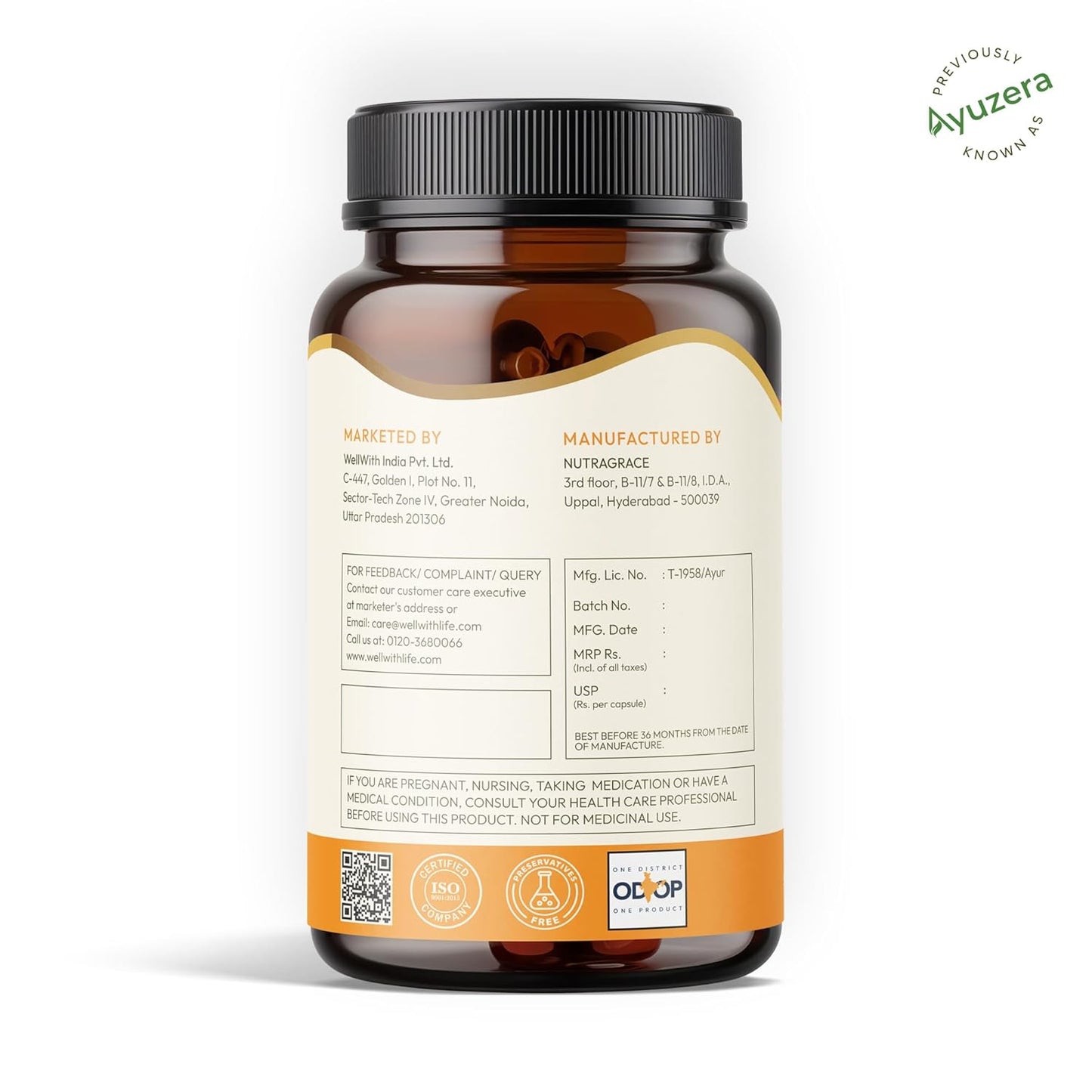 Wellwith by Ayuzera Sea Buckthorn Berry Oil Omega 7 500mg, 30 Veg HPMC Capsules, 15-Day Supply| Sea buckthorn Capsules rich In Omega 3, 6 & 9 help to keep the skin healthy| Dietary Supplements, 500mg Each