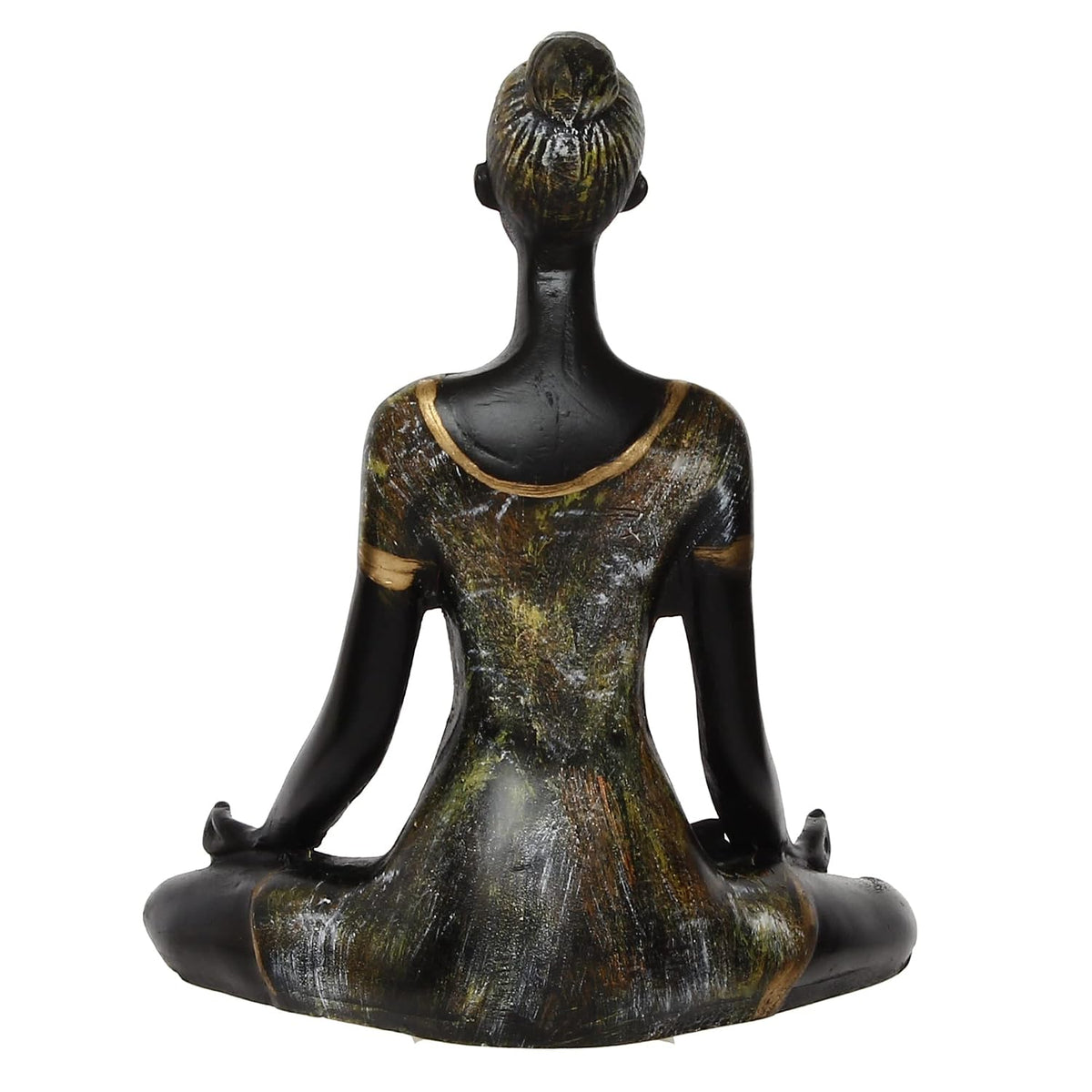 Grey Black Resin Woman in Sukhasana Easy Pose | Yoga Woman Statue Showpiece for Home Decor Living Room Bedroom Office Yoga Studio | Womens Day Gift for Ladies | Birthday Gift for Women