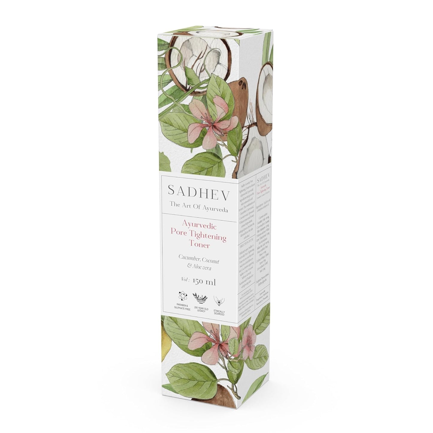 Sadhev Ayurvedic Pore Tightening Toner For Smooth, Soft Texture Skin With Cucumber, Cococut and Aloe Vera
