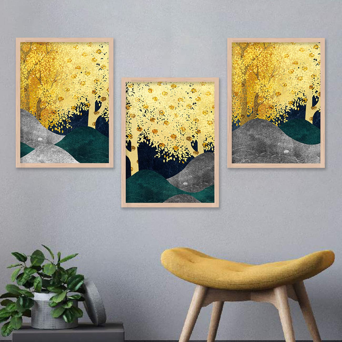 Modern Wall Art framed Painting for Wall Decoration - Wall Paintings for Living Room, Bedroom - Big Size Wall Painting Set of 3 (Art 3, 10x13 inch)