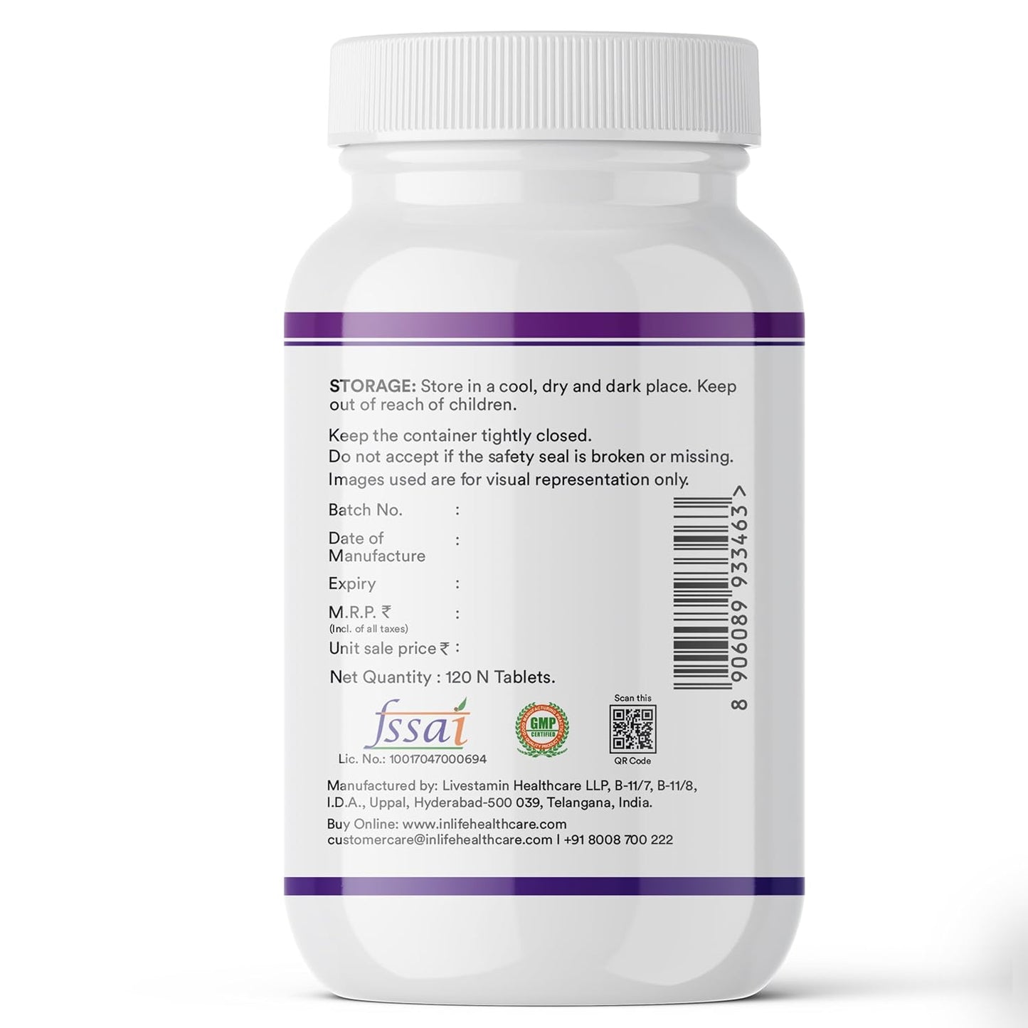INLIFE Magnesium Glycinate 2000mg | High Absorption Formula | 22% Elemental Magnesium (440mg) | Supports Muscle, Nerve & Bone Health | For Both Men & Women| -120 Tablets (Pack of 1, 120)