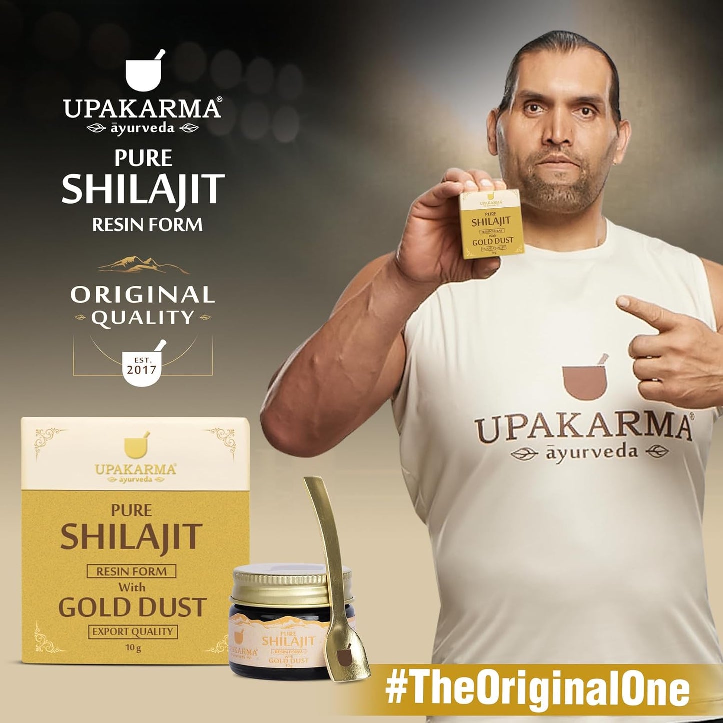 UPAKARMA Pure Shilajit Resin with Gold Dust 10g | 300mg/serving | Extensive Global Sourcing | Potent Ayurvedic Formula with 24 Carat Gold | Lab-Tested Purity | 33 Servings