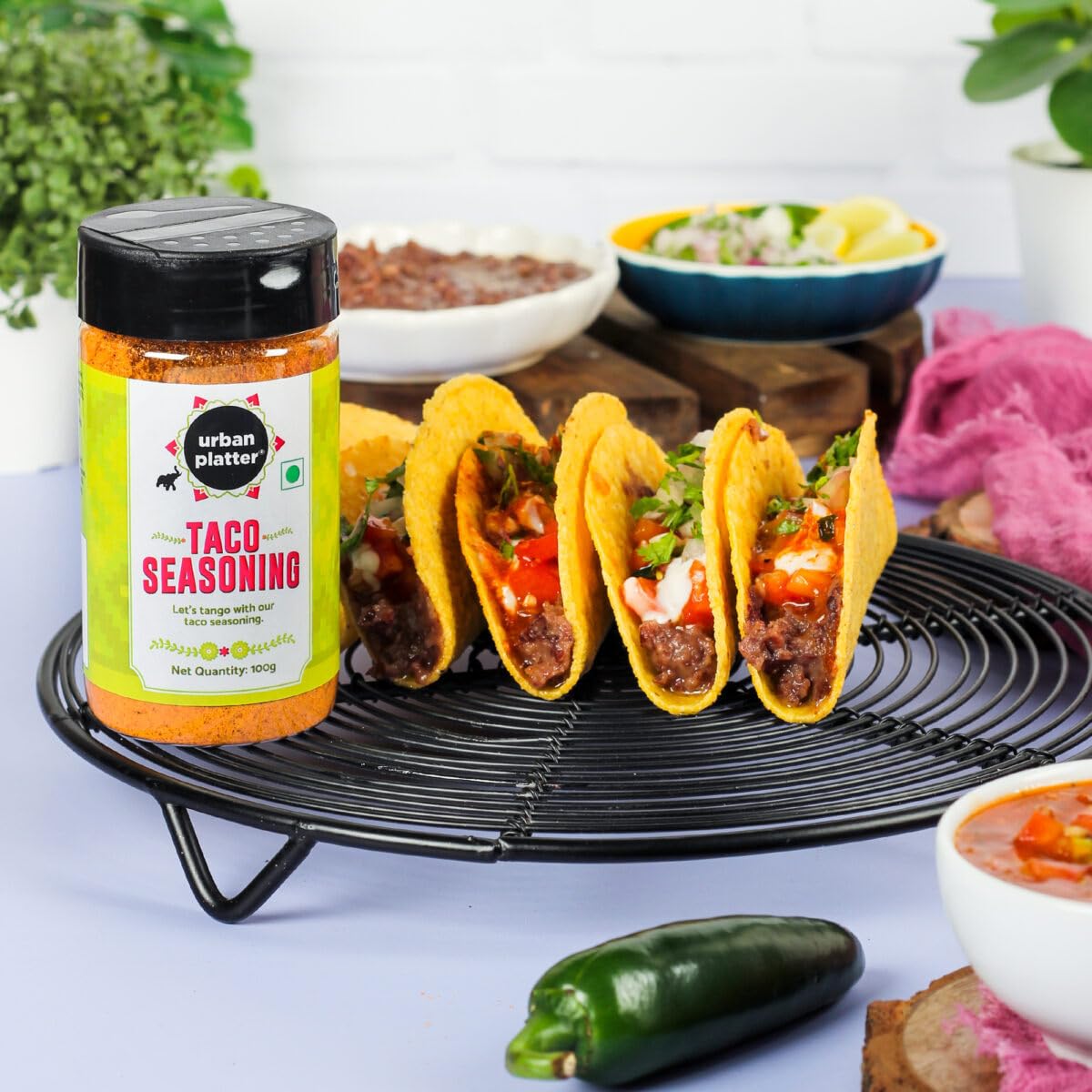 Urban Platter Mexican Taco Seasoning, 100g (Authentic Mexican Style Taco Spice Blend | Ideal for Veggies, Beans and Protein Mix)