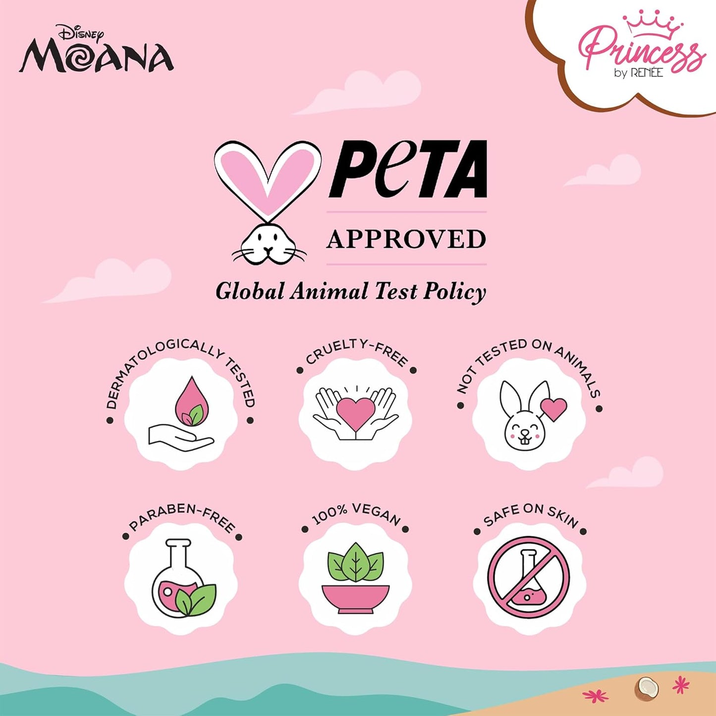 Princess by RENEE Disney Moana Tropical Bliss Fragrance Body Mist, Mild & Long Lasting Scent with Fruity & Floral Notes of Juicy Melon & Sweet Vanilla, Dermatologically Tested, Cruelty-Free, 30ml