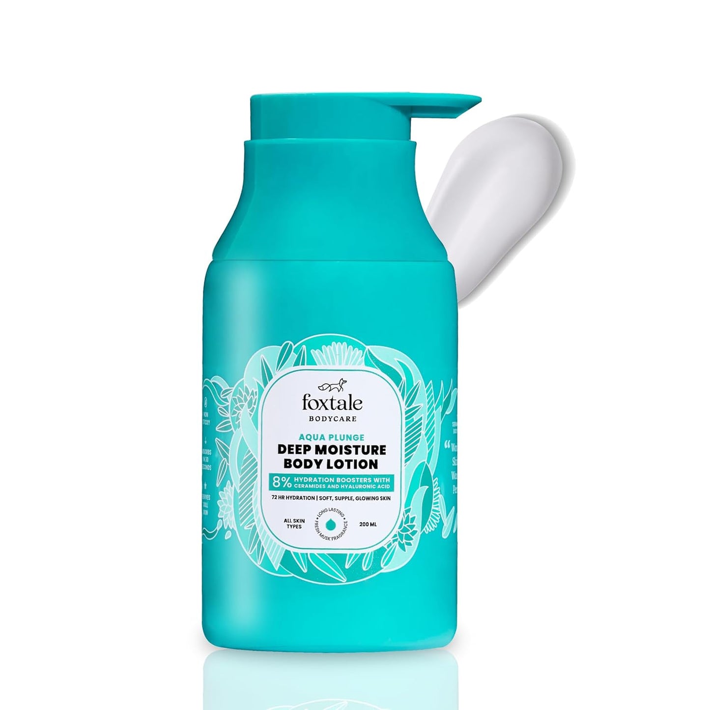 Foxtale Hydrating Body Lotion with Hyaluronic Acid & Ceramides | 72-hour Hydration | Lightweight & Non-Sticky | Long Lasting Musk Fragrance | Body Lotion for Men & Women | All Skin Type | 200 ml