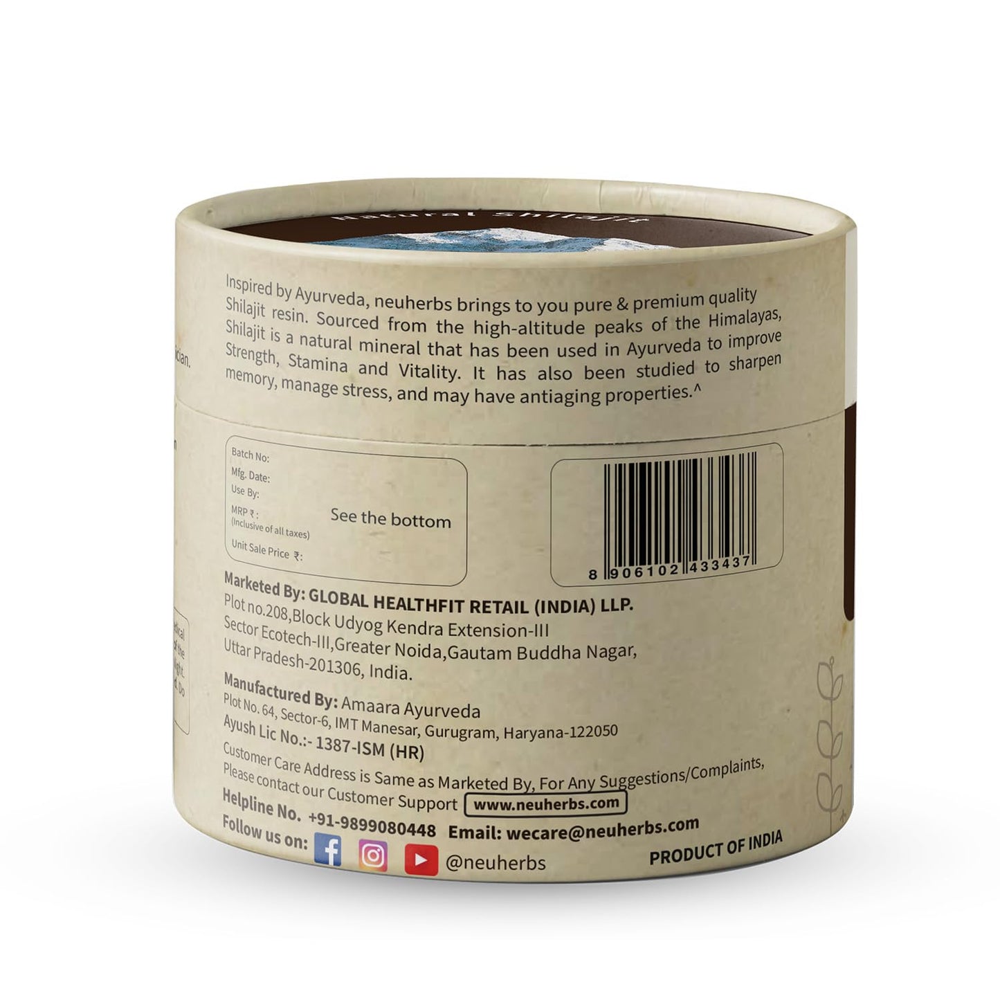 Neuherbs Shilajit - 20g | Pure Himalayan Shilajeet Supplement For Men & Women With 75% Fulvic Acid | Boost Energy, Stamina & Strength | Lab Tested For Heavy Metal