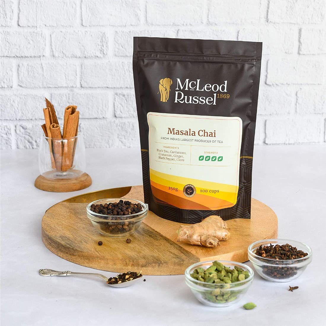 McLEOD RUSSEL 1869 - Masala Chai | 100 Gram | Garden Fresh Ctc Tea | Loose Leaf | 100% Natural Spices | Immunity-Booster | 40+ Cups, Black Tea