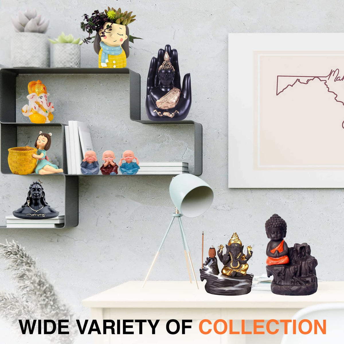 Handicrafts Villa 13cm Black Adiyogi Shiva Statue for Car Dashboard, Pooja & Gift | Mahadev Murti Idol, Shankara for Home & Office Décor