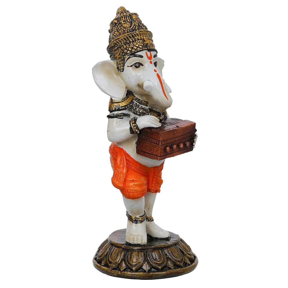 Handcrafted Polyresin Lord Ganesha Idol Playing Harmonium Musical Instrument Statue Decorative Showpiece - Gift for Music Lovers, Devotees On Diwali, Birthday, and Ganesh Chaturthi