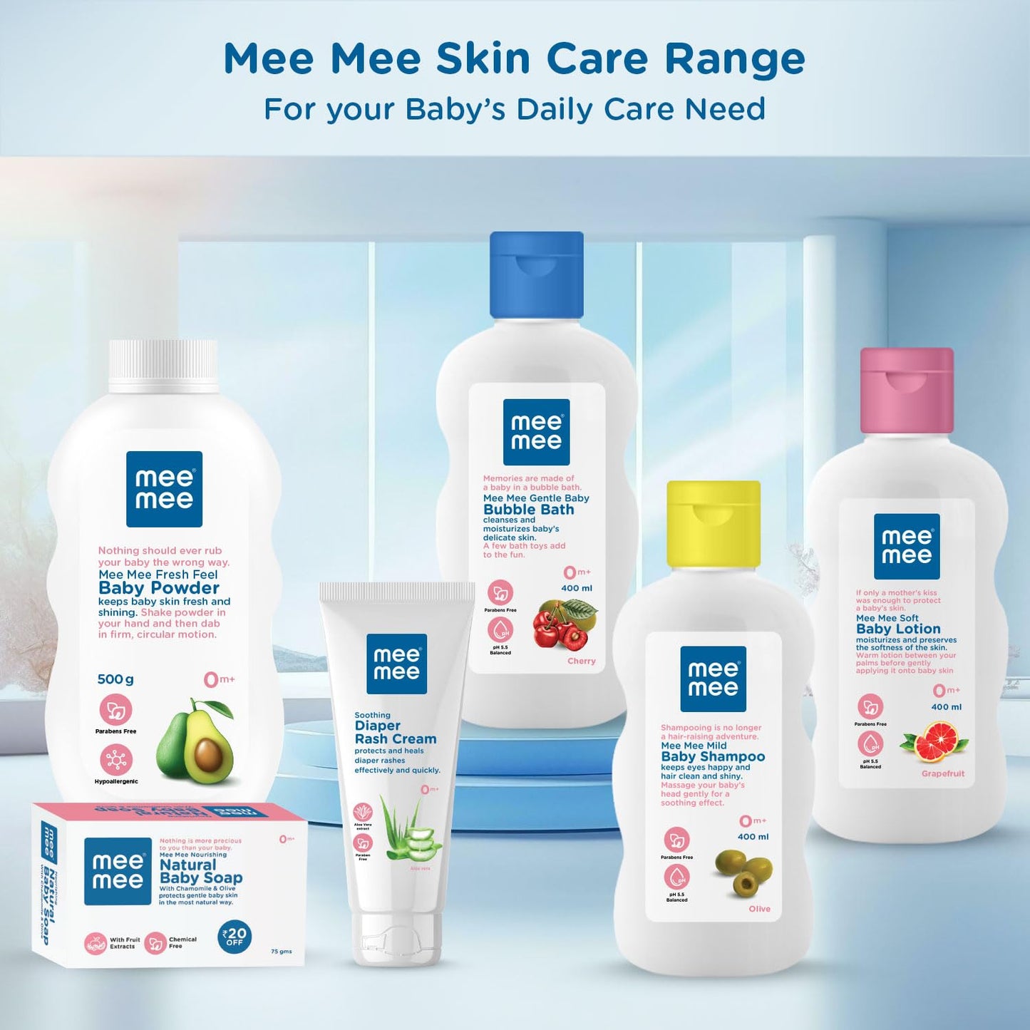 Mee Mee Baby Body Wash | Pk of 1(100ml) With Cherry & Fruit Extracts | Tear-Free Formula | Moisturizes and Soothes Skin | Natural Head to Toe Baby Mild Bubble Bath Dermatologically Tested