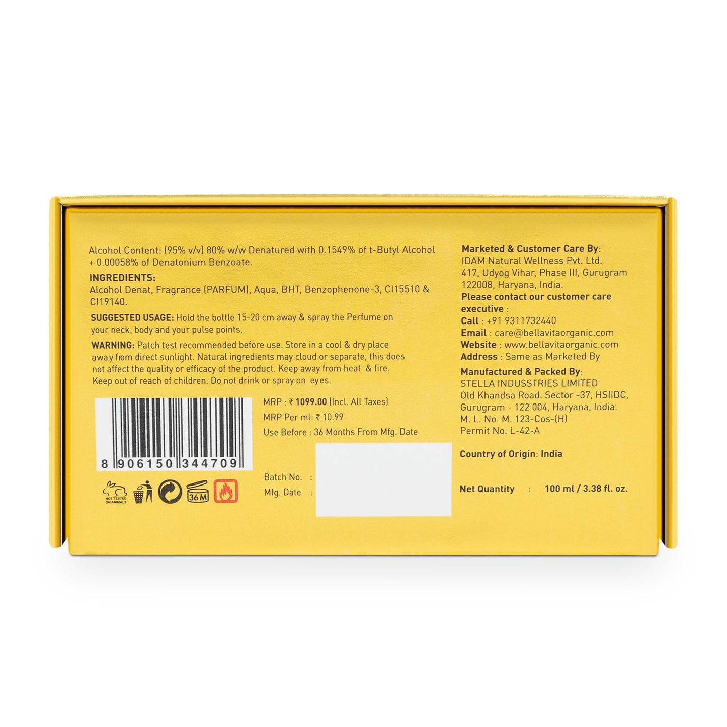 Back of a yellow box with text and barcodes on a white background