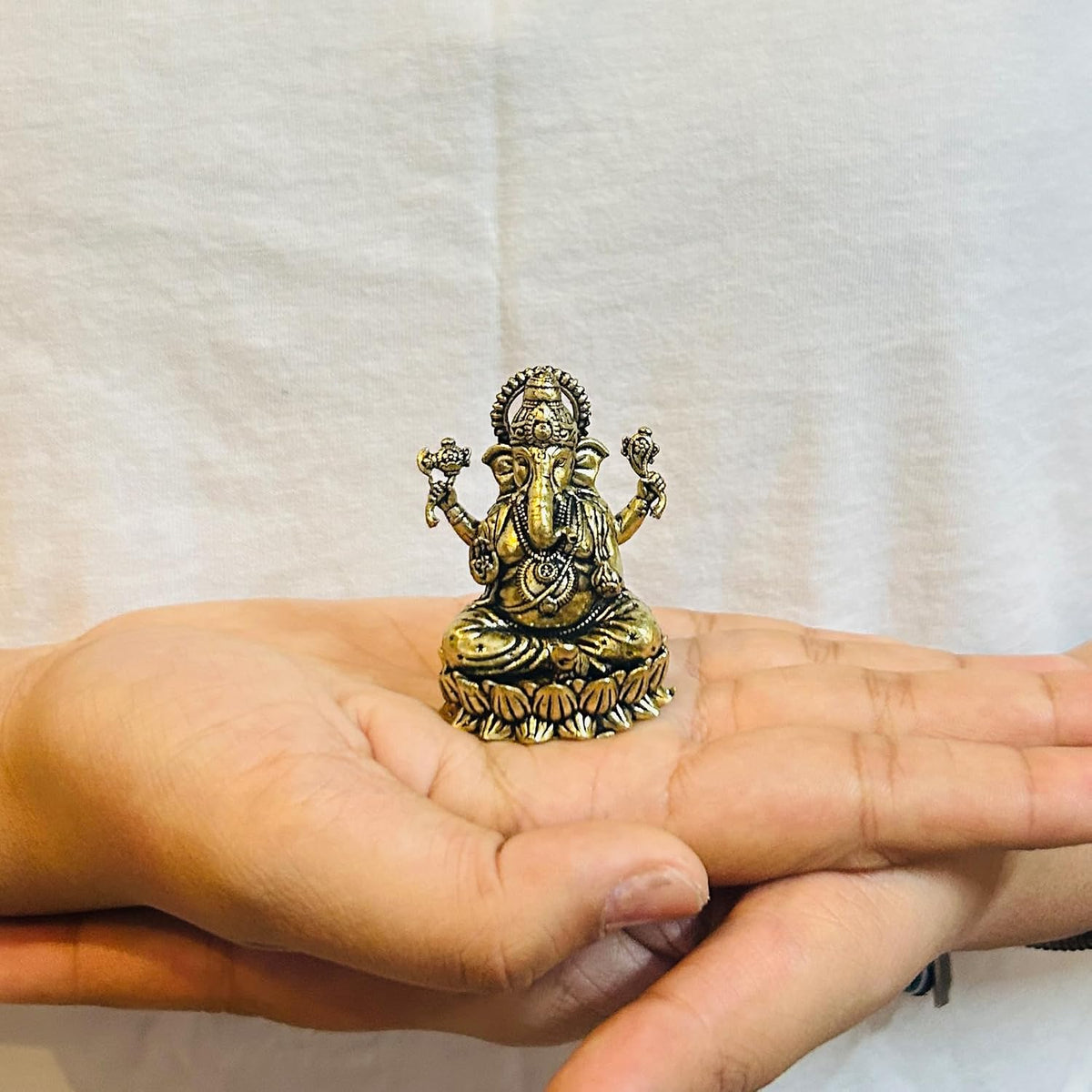Hindu God Statue Ganpati Ganesh Idol Figurine Decoration and Pooja Gifting Purpose Sculpture for Home Office (40gm), Religious