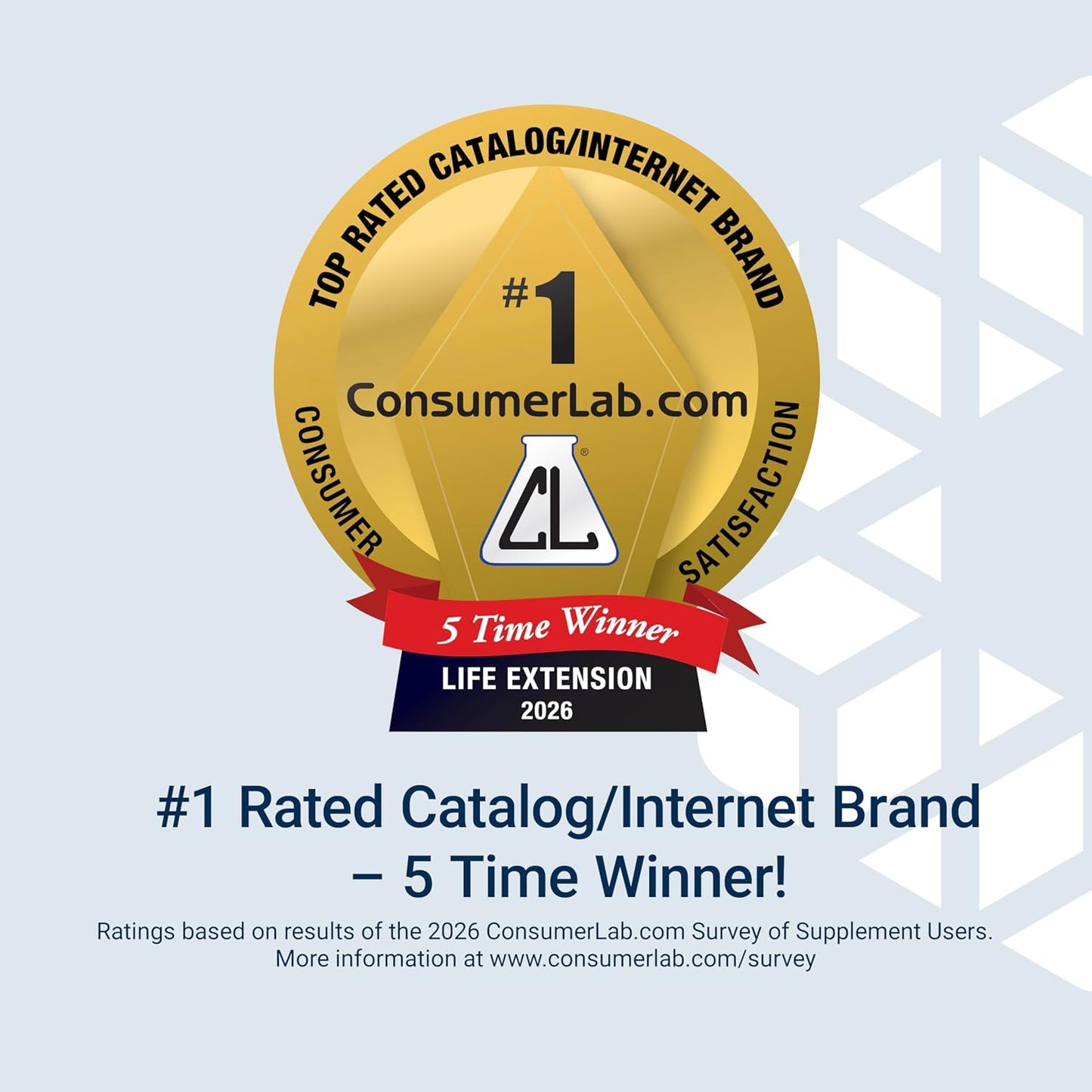 Gold award badge for ConsumerLab.com with text on a light blue background