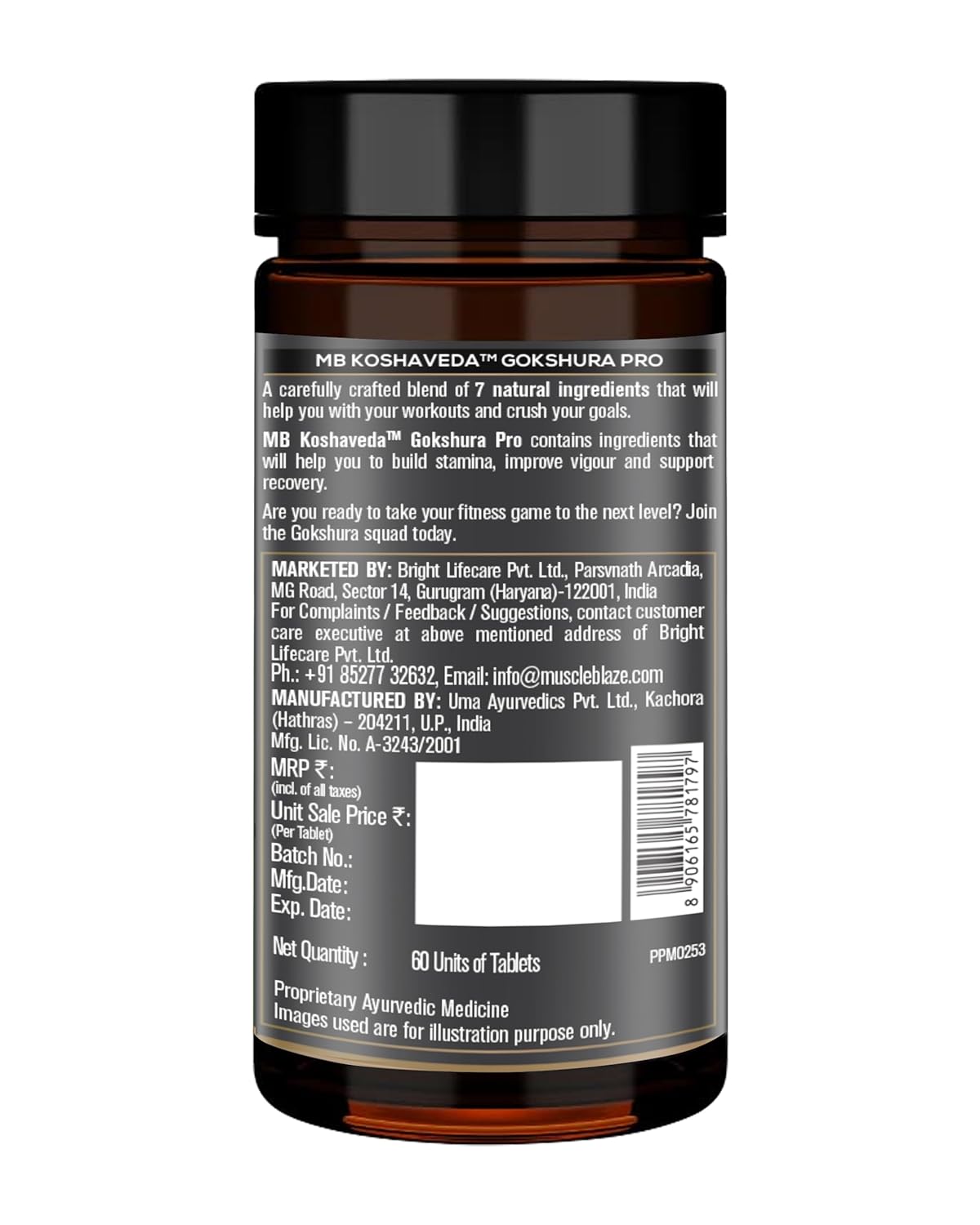 Koshaveda by MuscleBlaze Gokshura Pro (60 Tablets) | With 6 Ayurvedic Herbs, Builds Stamina & Supports Recovery