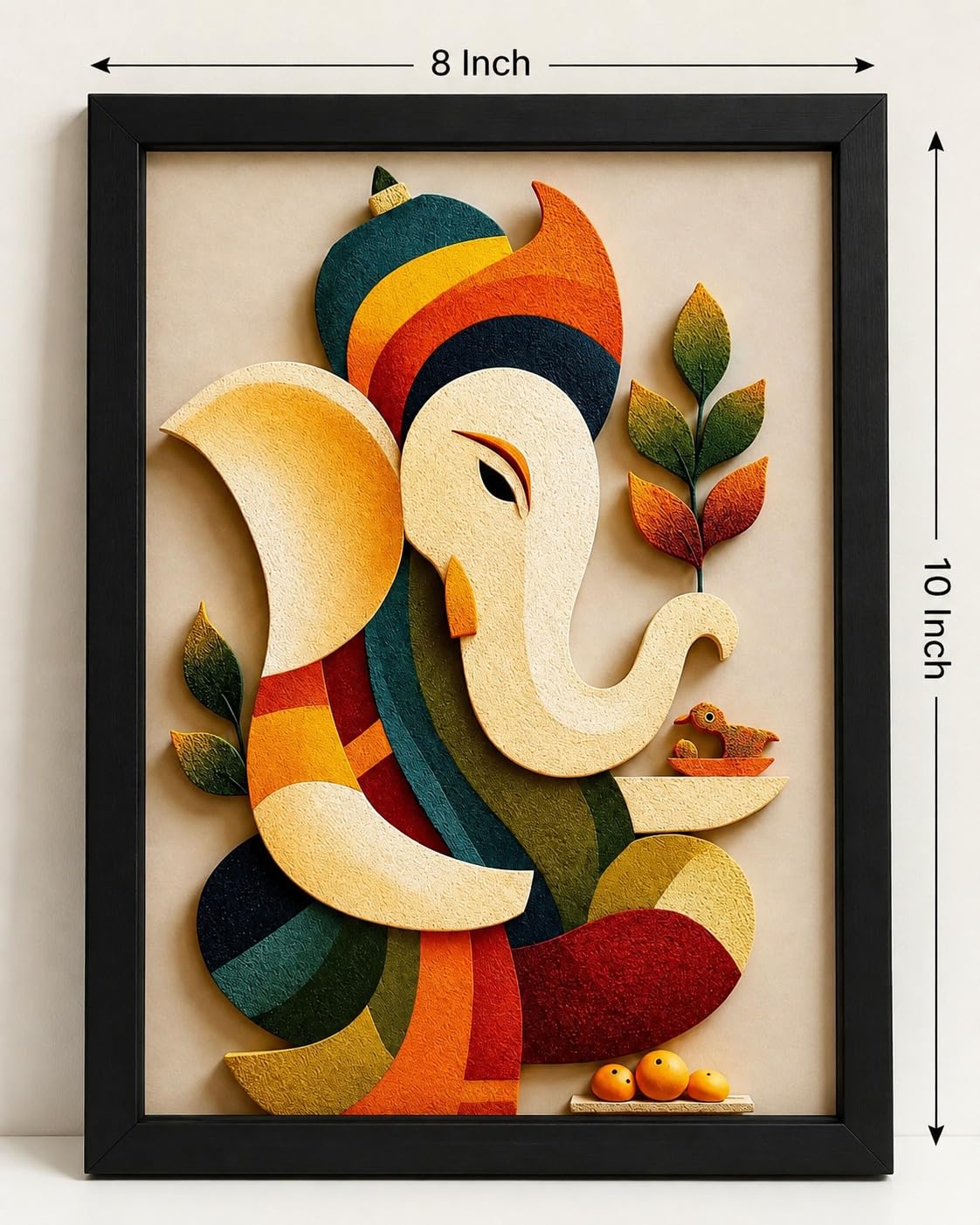 3D Lord Ganesha Wall Frame | Premium Sparkle Laminated Ganpati Wall Painting with Black MDF Frame | Waterproof & Dust Resistant Wall Decor for Living Room, Bedroom, Office, Temple & Home Decor