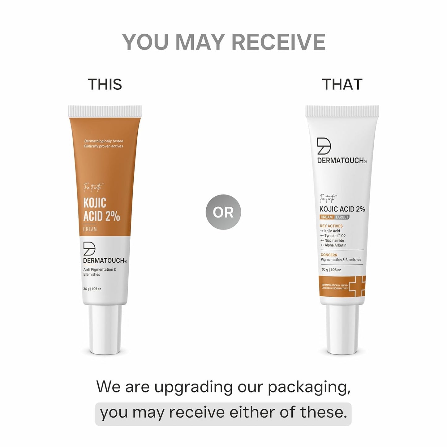 DERMATOUCH Kojic Acid 2% Cream | Non-greasy | For Pigmentation, Blemishes and Dark Spots reduction - 30G