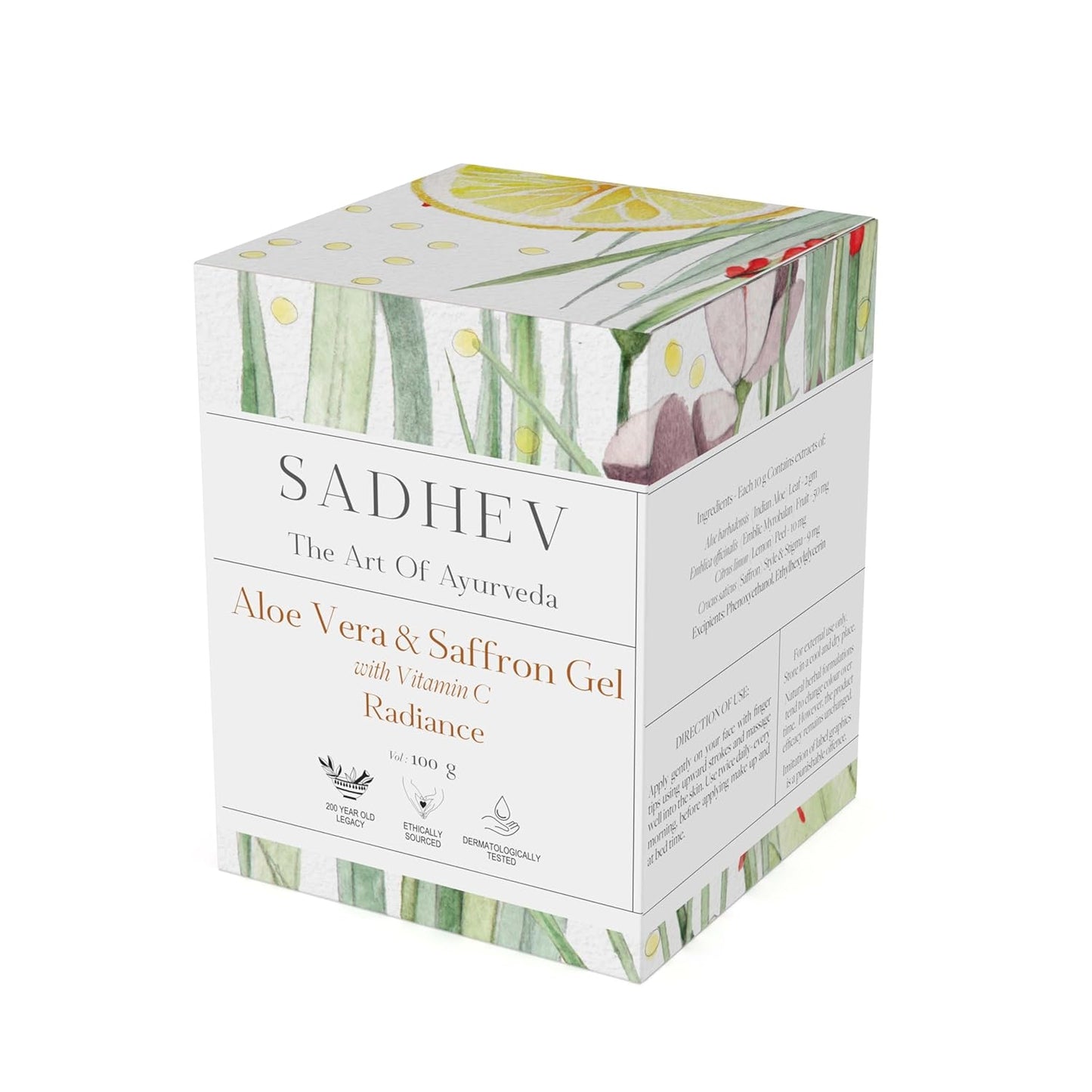 Sadhev's Aloe Vera & Saffron Face Gel with Vitamin C For Radiance, Suitable for All Skin Type, Paraben & Sulphate Free