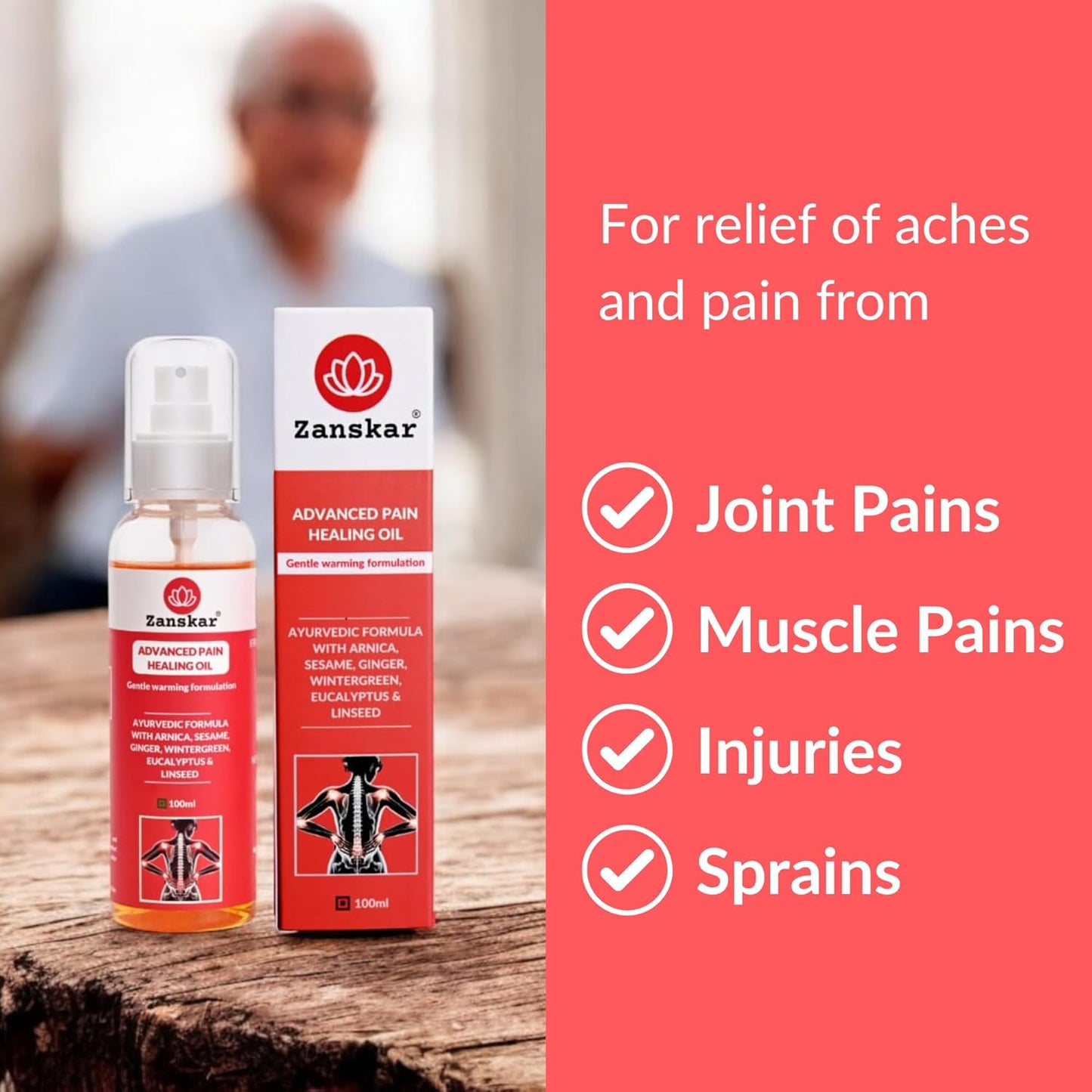 Zanskar Advanced Pain Healing Oil - 100 ml | Triple-Action Relief from Back Pain, Knee Pain, Inflammation | Natural Ayurvedic Formula - Black Sesame, Ginger & Eucalyptus | Fast-Absorbing & Non-Greasy (Pack of 1)
