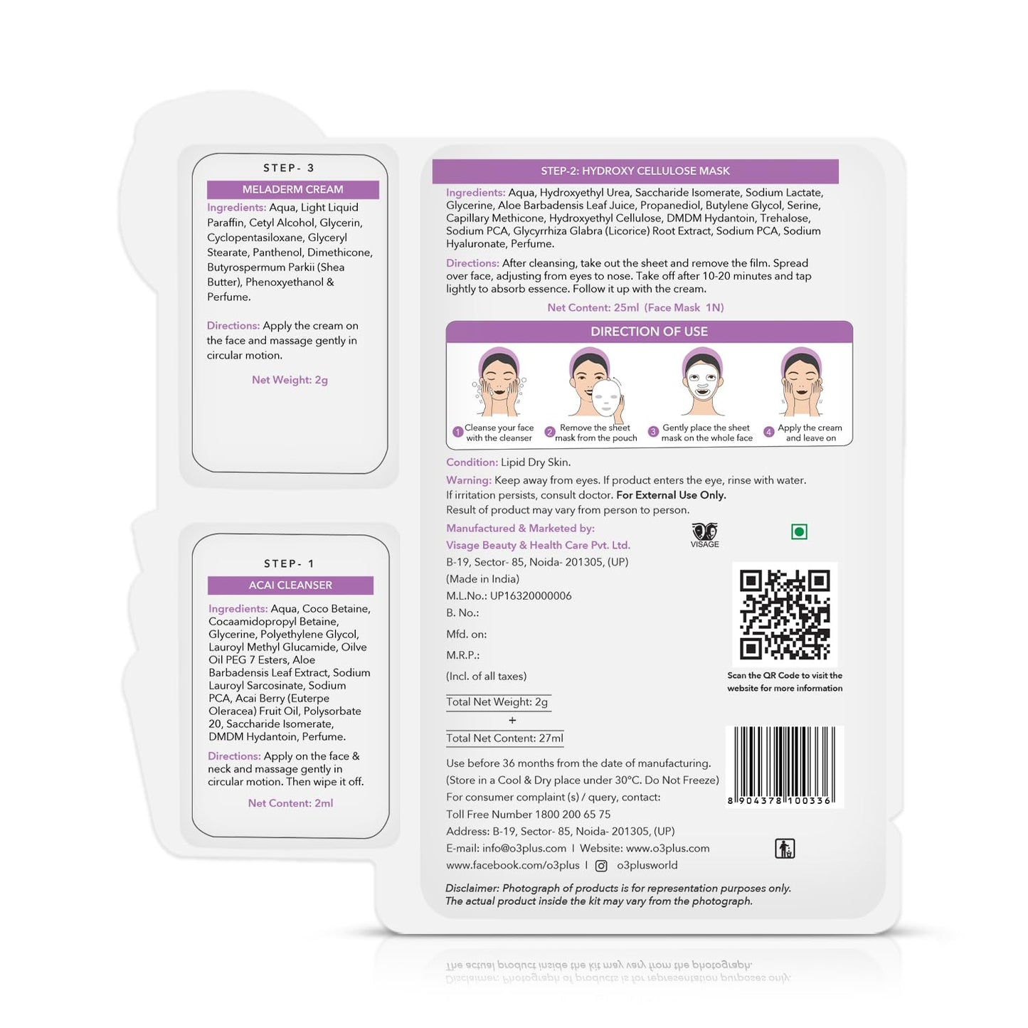 O3+ Hydroxy Hydration 3-Step Cellulose Sheet Mask