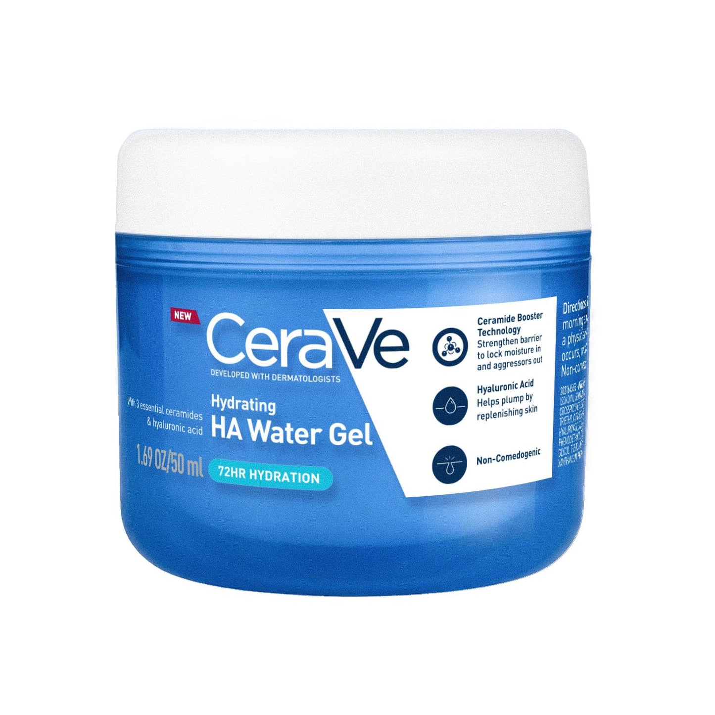 CeraVe HA Water Gel with Hyaluronic Acid, Ceramides & Niacinamide for Plumpy hydration|Oil-free gel moisturizer| 3 sec fast absorption| Dermat recommended for Women & Men| 50 ml