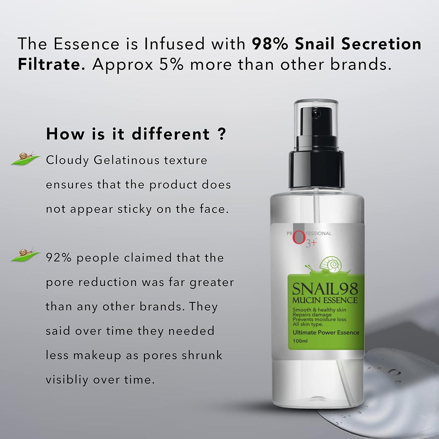 O3+ Snail 98 Mucin Serum With Niacinamide For Deep Hydration, Smooth & Moisturised Skin, 100ml