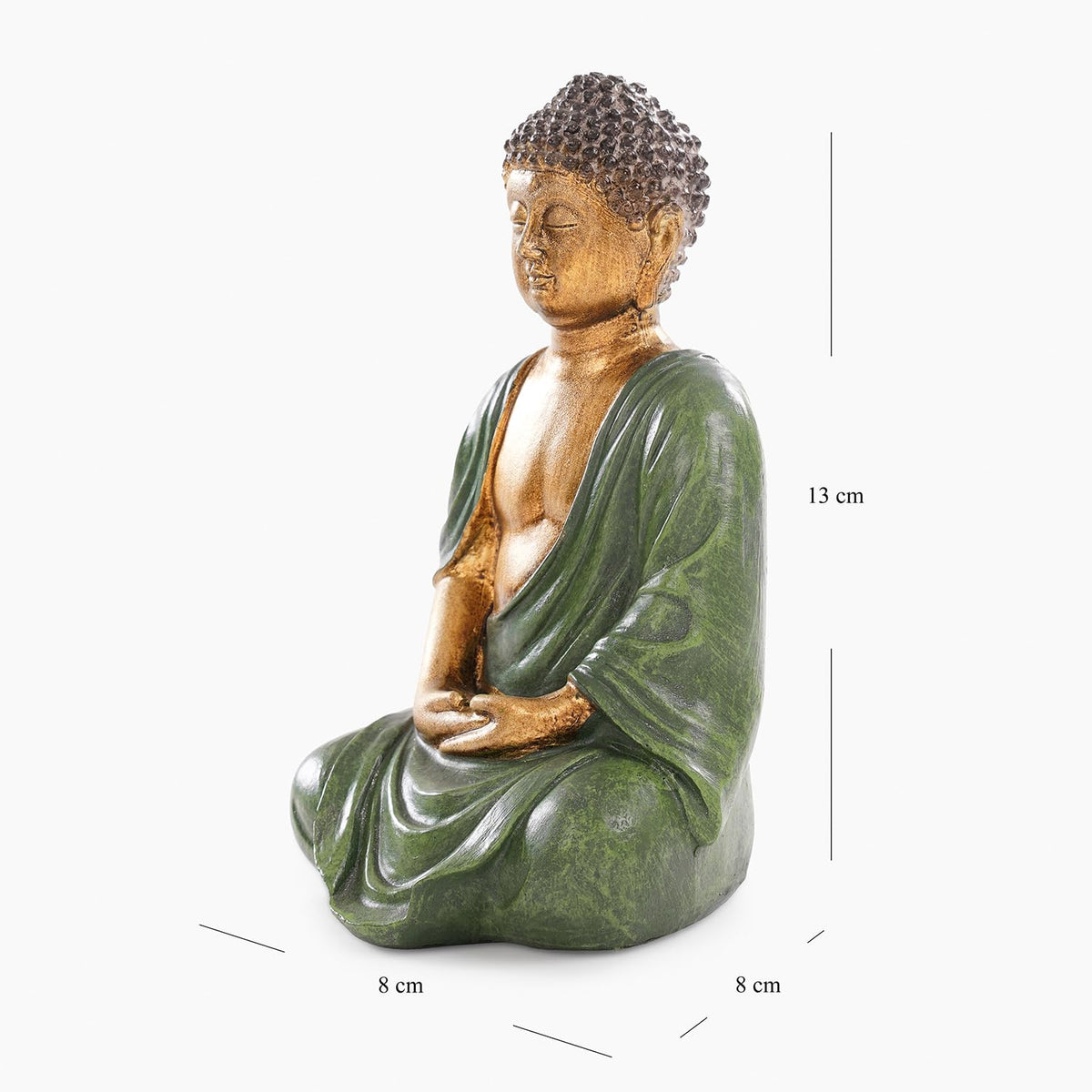PURE HOME + LIVING Dark Green Antique Gold Polyresin Sitting Buddha - Small|Polyresin Decorative Statue for Home, Living Room, Office & Meditation Space|Peaceful Decor & Gift Item (Pack of 1)