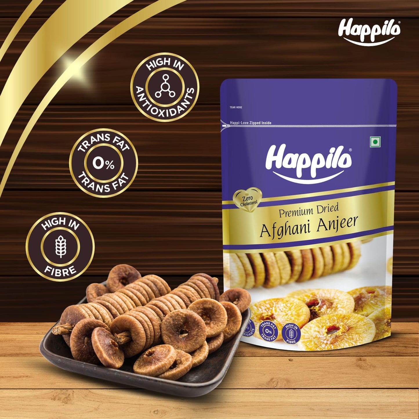 Happilo Premium Dried,200g | Afghani Anjeer I Low in Fat | Healthy Snack I Rich Source of Vitamins Dietary Fiber | Dry figs