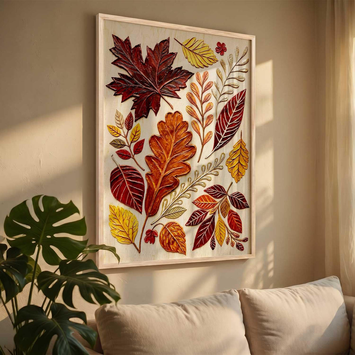 Abstract Floral Art WALL Framed Painting | Big Aesthetic WALL Framed Paintings for Living Room Bedroom Wall Decor (19x25 inch)