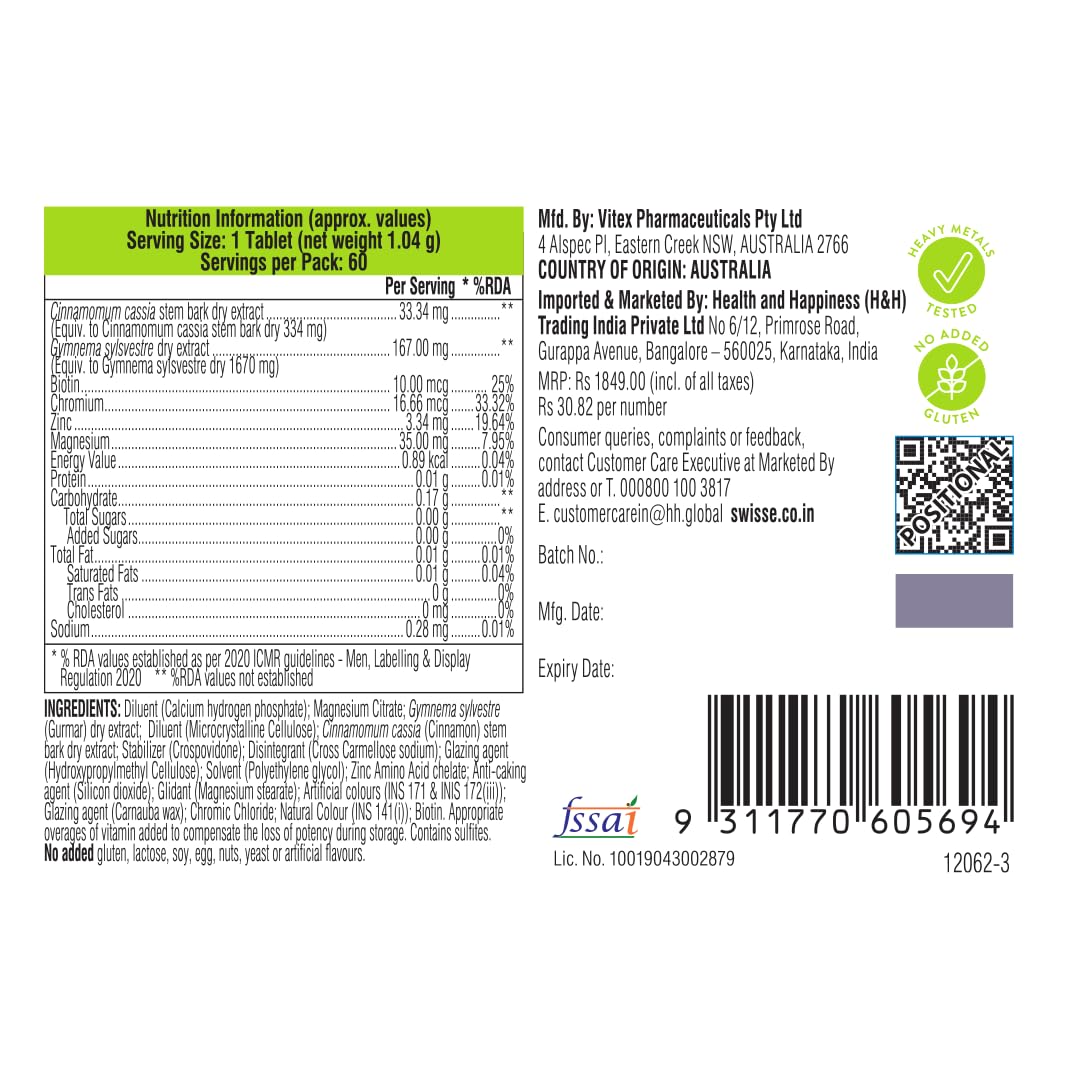 Zephivo Swisse Metabolism+ With Chromium For Weight Management - Supports Digestion, Detox and Healthy Blood Sugar Levels - 60 Tablets