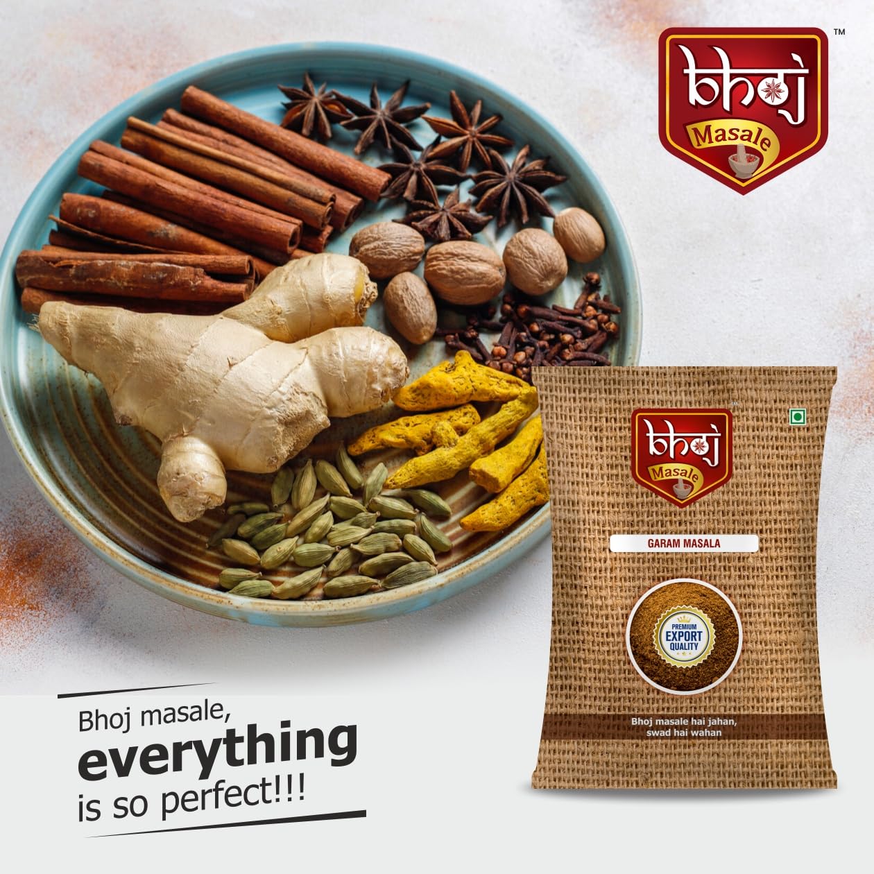 Bhoj Masale Royal Garam Masala Powder- 100GM | Exotic Blend of Ingredients for Daily cooking | Aromatic | Rich in Flavor | Naturally Processed & No Preservatives. No onion and no garlic added (Jain Masala)