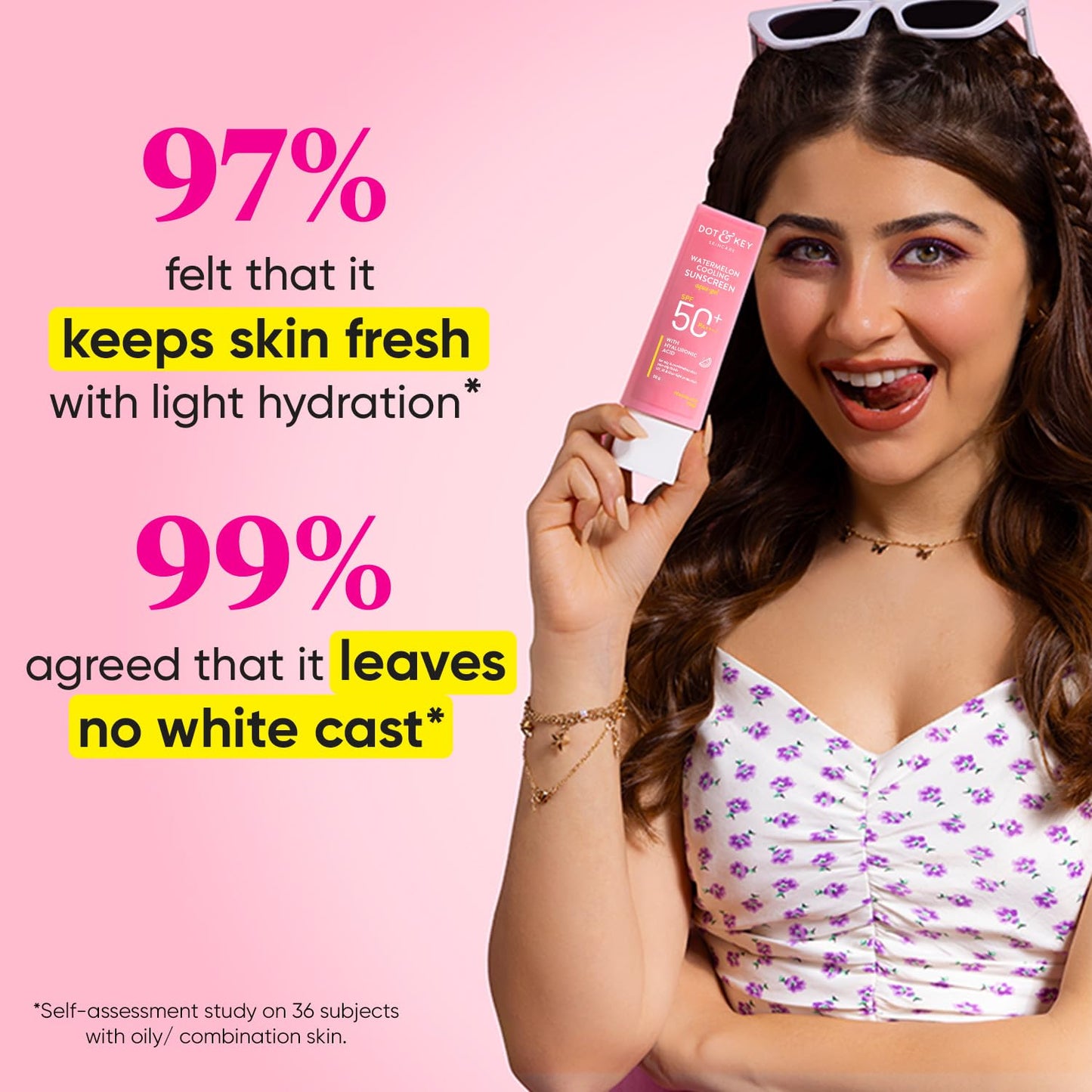 zephivo Dot & Key Watermelon Hyaluronic Sunscreen SPF 50 PA+++| for Oily, Normal & Combination Skin | UV + Blue Light Protection | Lightweight | No White Cast | Boosts Vitamin D Absorption | 50g…