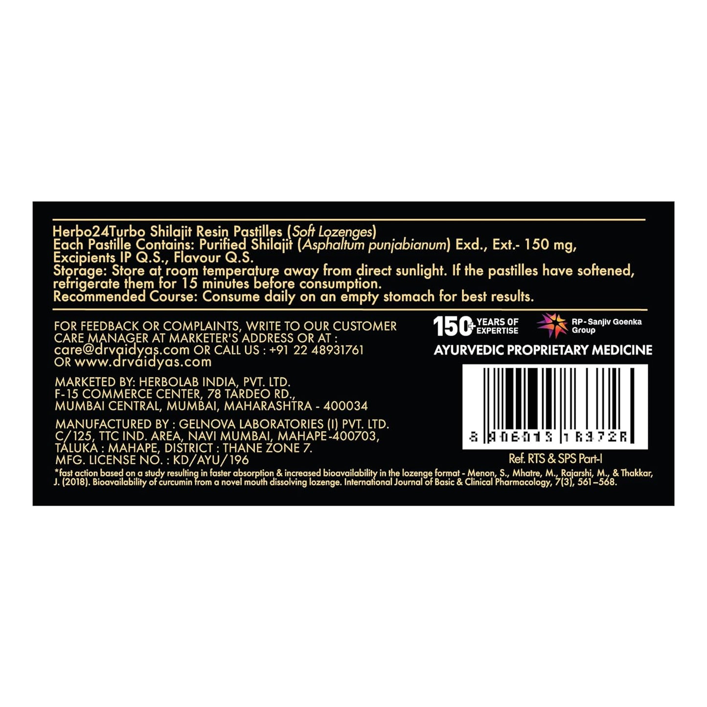 Dr. Vaidya’s Herbo24Turbo Shilajit Gummies Lozenges (Pastilles) | Helps Boost Performance | Helps Improve Strength, Stamina, and Energy Levels | Pure Himalayan Shilajit | No Added Sugar |30 Lozenges(Mint Flavour)(Pack of 1)