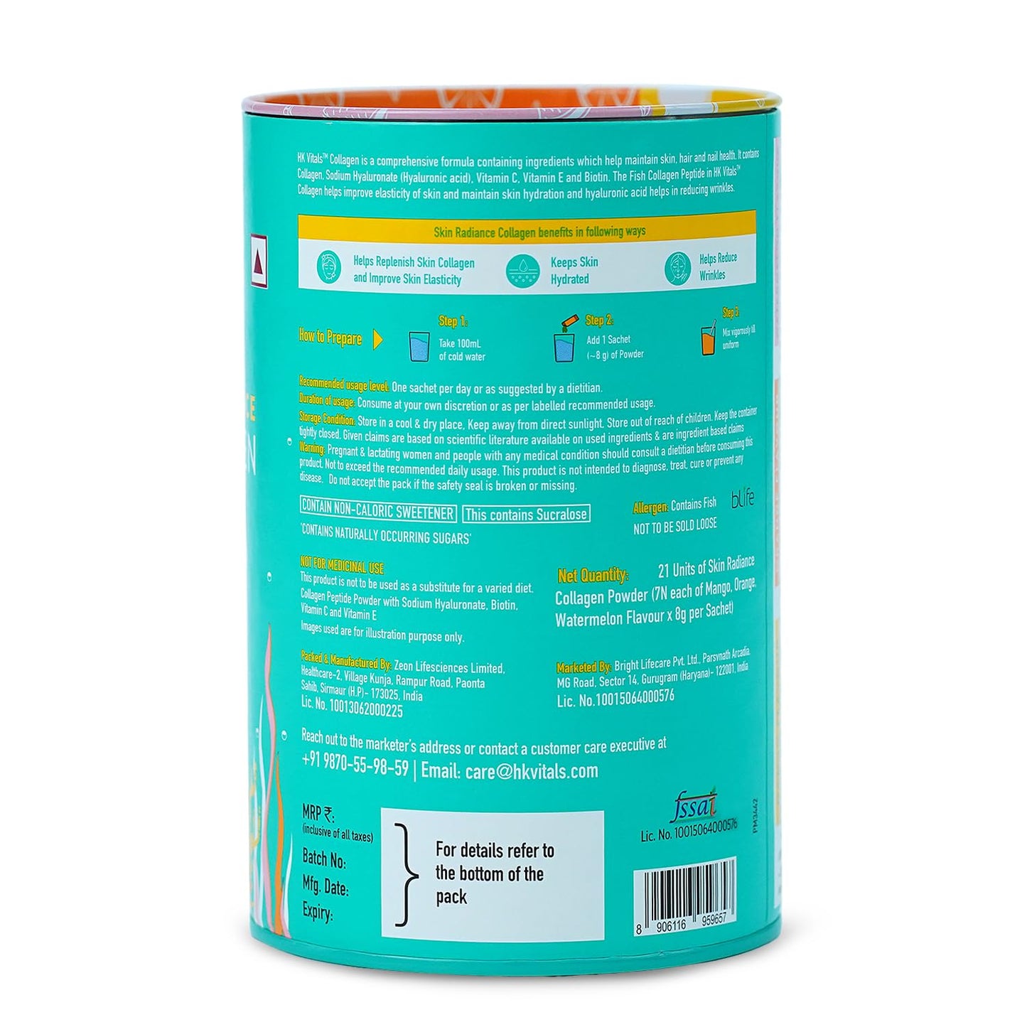 HealthKart hk vitals Marine Collagen Supplements (Multi-Flavour, Pack of 21) |With Biotin, Vitamin C & E | For Healthy Skin, Hair & Nails