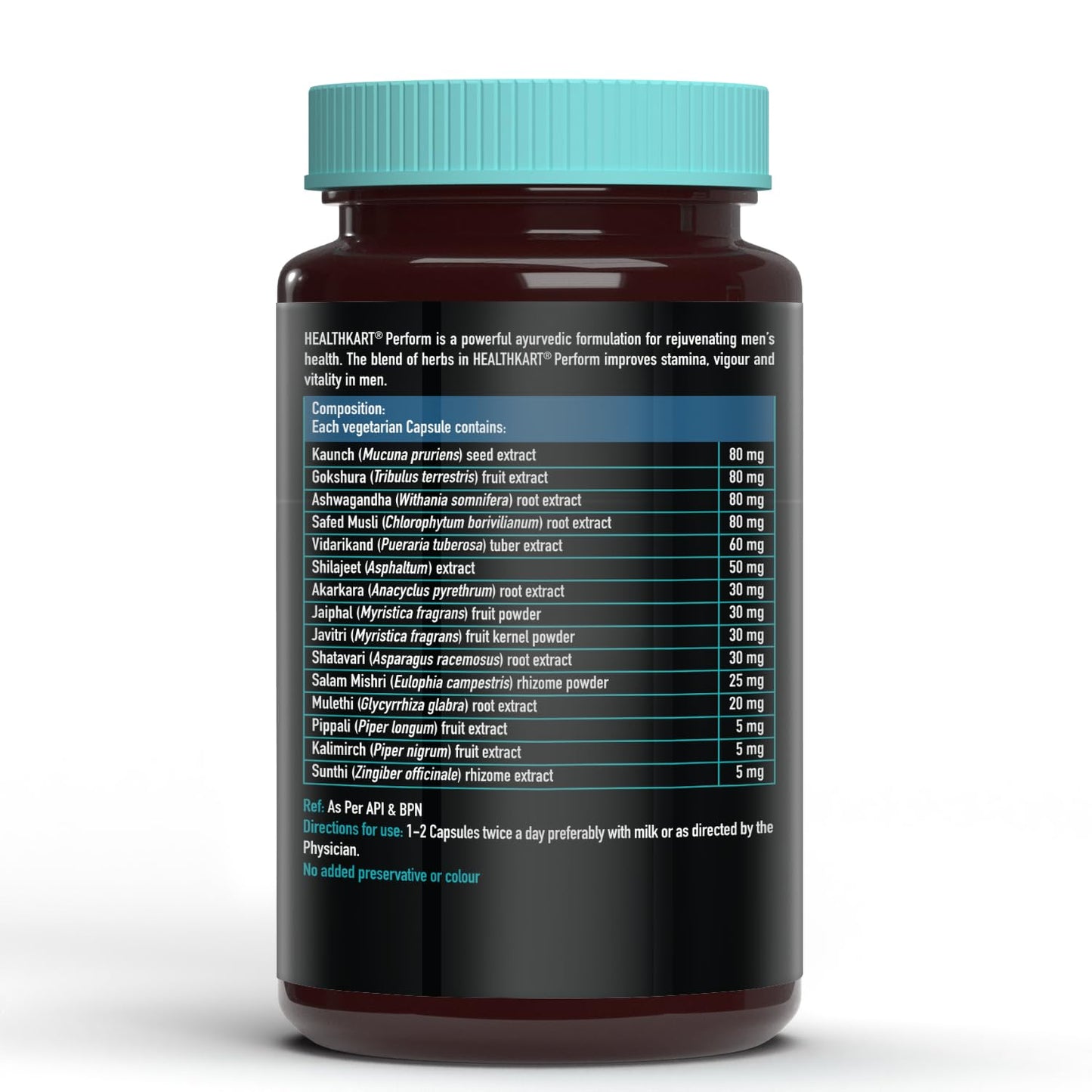 HealthKart HK Vitals Perform (60 Capsules) | With Ashwagandha, Safed Musli, Gokshura, & Shatavari | For Energy, Stamina, & Muscle Strength