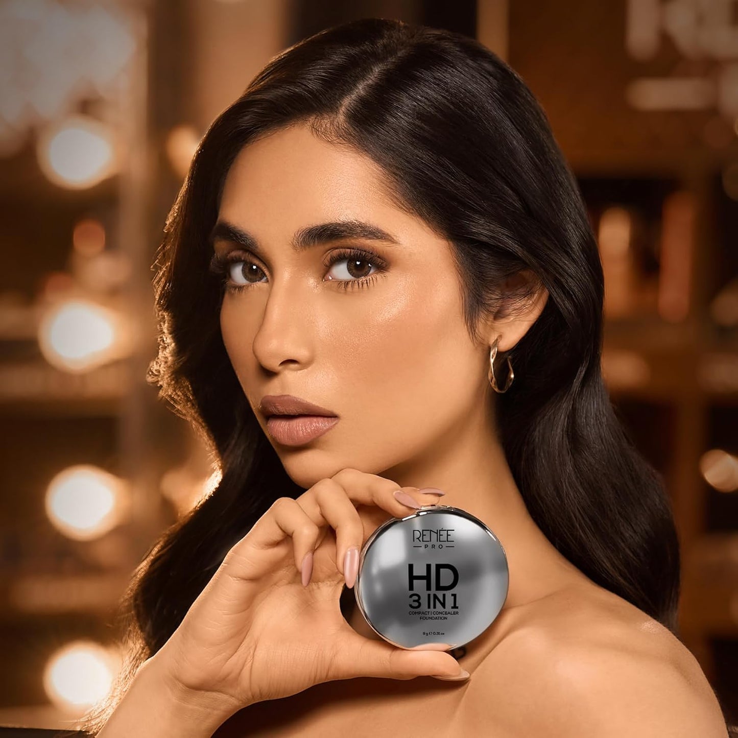 RENEE PRO HD 3 In 1 Compact,Concealer, Foundation - Ivorie, SPF 20, Matte Finish, High Coverage, Ultralight & Silky Smooth Finish, Enriched With Vitamin E, C & Aloe Vera - 9 Gm