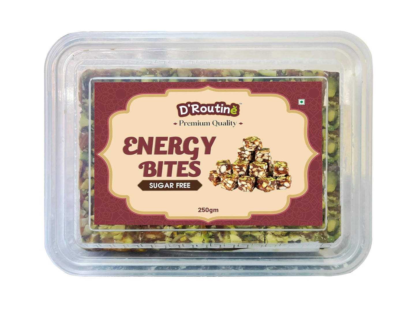 D'Routine Date Bites & Sugar-Free Dates Bites 250Gm Premium Dry Fruit Energy Barfi | Made with Dates, Almonds, Cashews, Pistachios, Pure Ghee & Honey100% Natural Gluten-Free Healthy Snack & Sweet