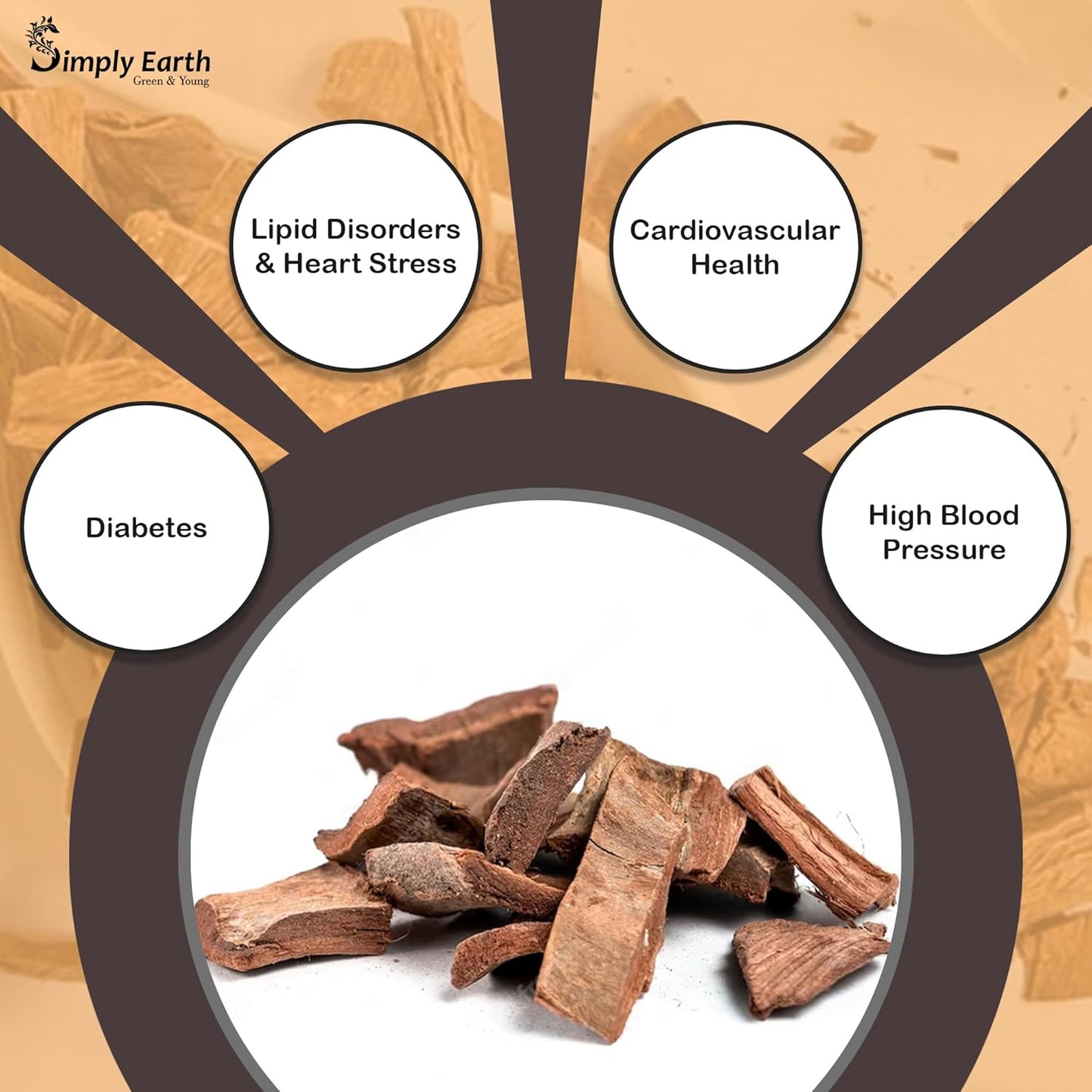 Simply Earth Pure Arjun chal Powder | Arjuna | Anti-oxidant | Heart health | Cholesterol | Blood sugar | Diabetes | Arjun chhal/Bark Powder | Terminalia Arjuna - Double Filtered - 200GM