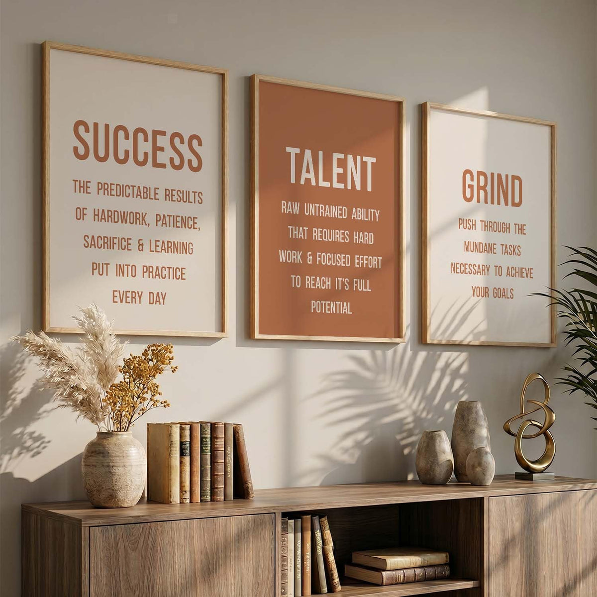 Motivational Wall Art Poster With Frame Home Decor Wall Painting For Living Room Office Bedroom engineered wood Set of 3 (13X17 inch)