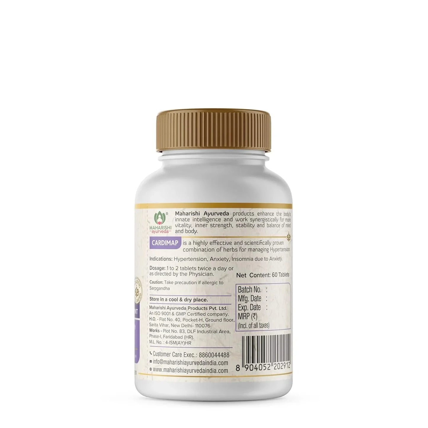 Zephivo Maharishi Ayurveda Cardimap | Helps Normalises Blood Pressure Naturally | Unique Formulation | Synergy of 5 Herbs | 30 days Pack (60 Tablets)